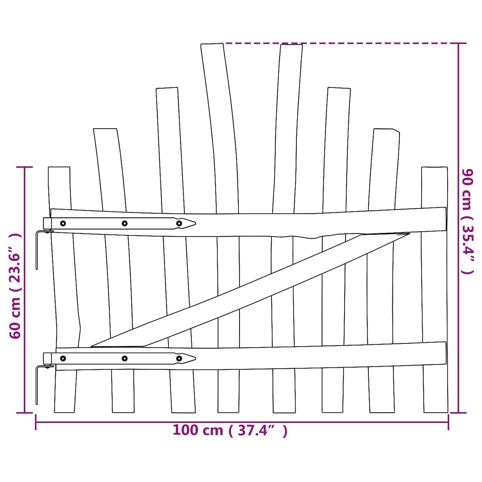 Cancello della recinzione arcuato 100 x 90 cm | homemem39