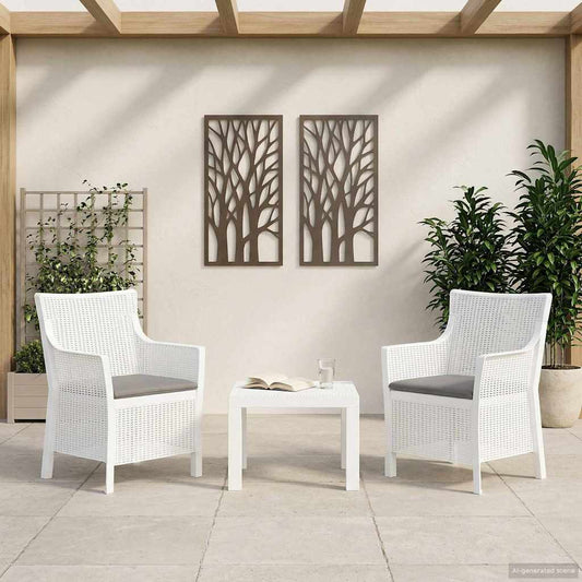 Set di relax con cuscino 3 pcs Bianco PP