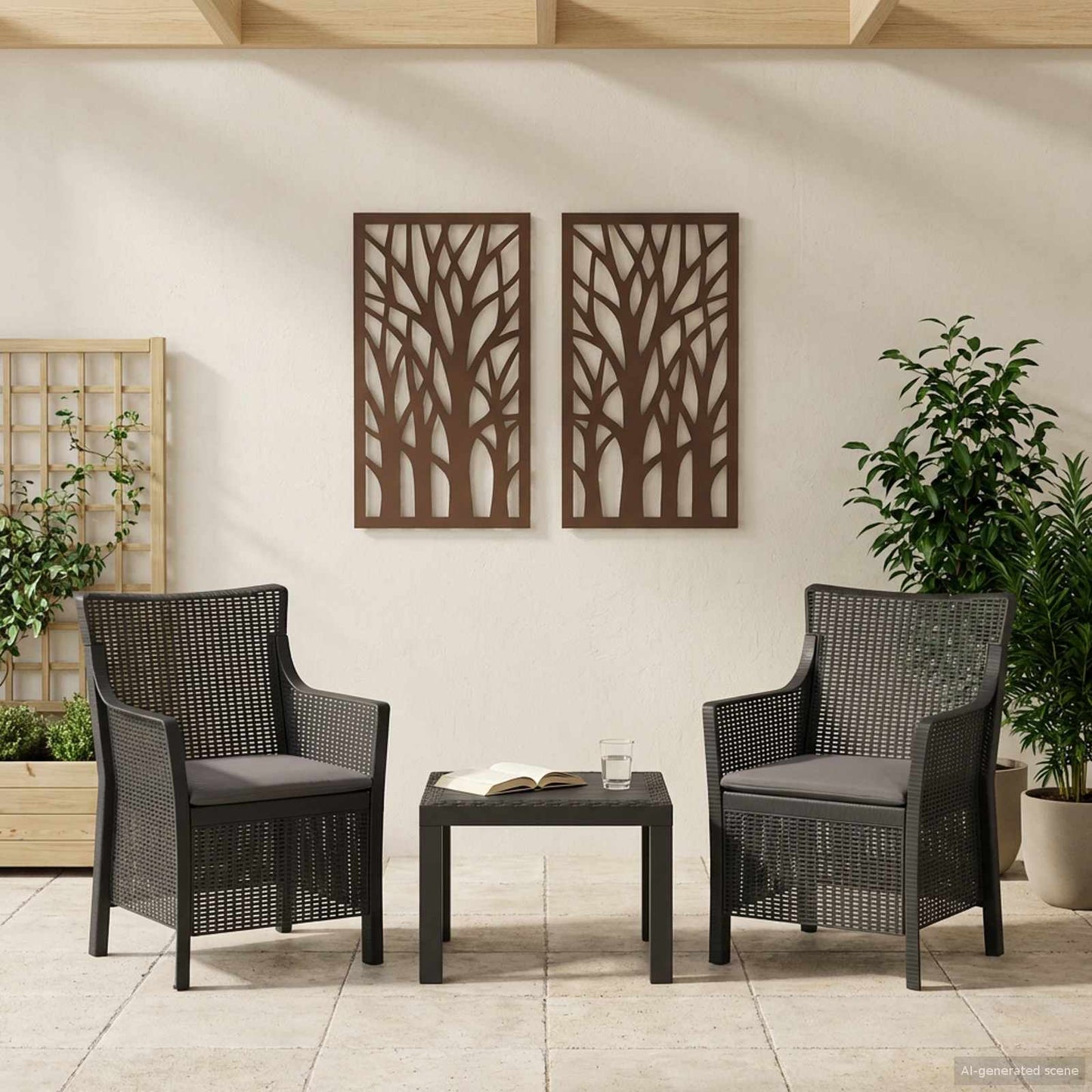 Set di relax con cuscino 3 pcs Antracite PP | homemem39