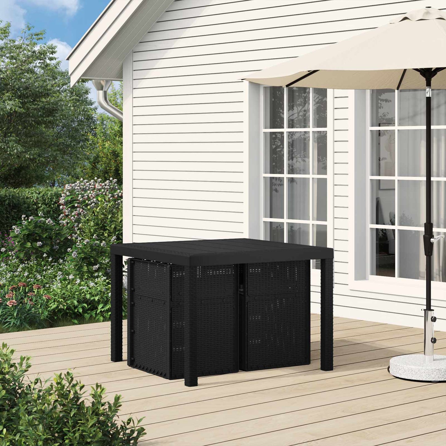 Set da Pranzo per Giardino con cuscino 3 pcs Antracite PP | homemem39