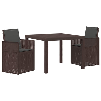 Set da Pranzo per Giardino 3 pcs Marrone e Antracite PP | homemem39