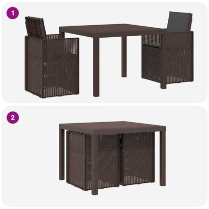 Set da Pranzo per Giardino 3 pcs Marrone e Antracite PP | homemem39