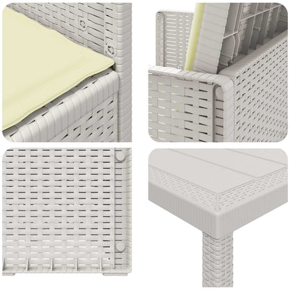 Set da Pranzo per Giardino 3 pz Bianco e Crema PP | homemem39