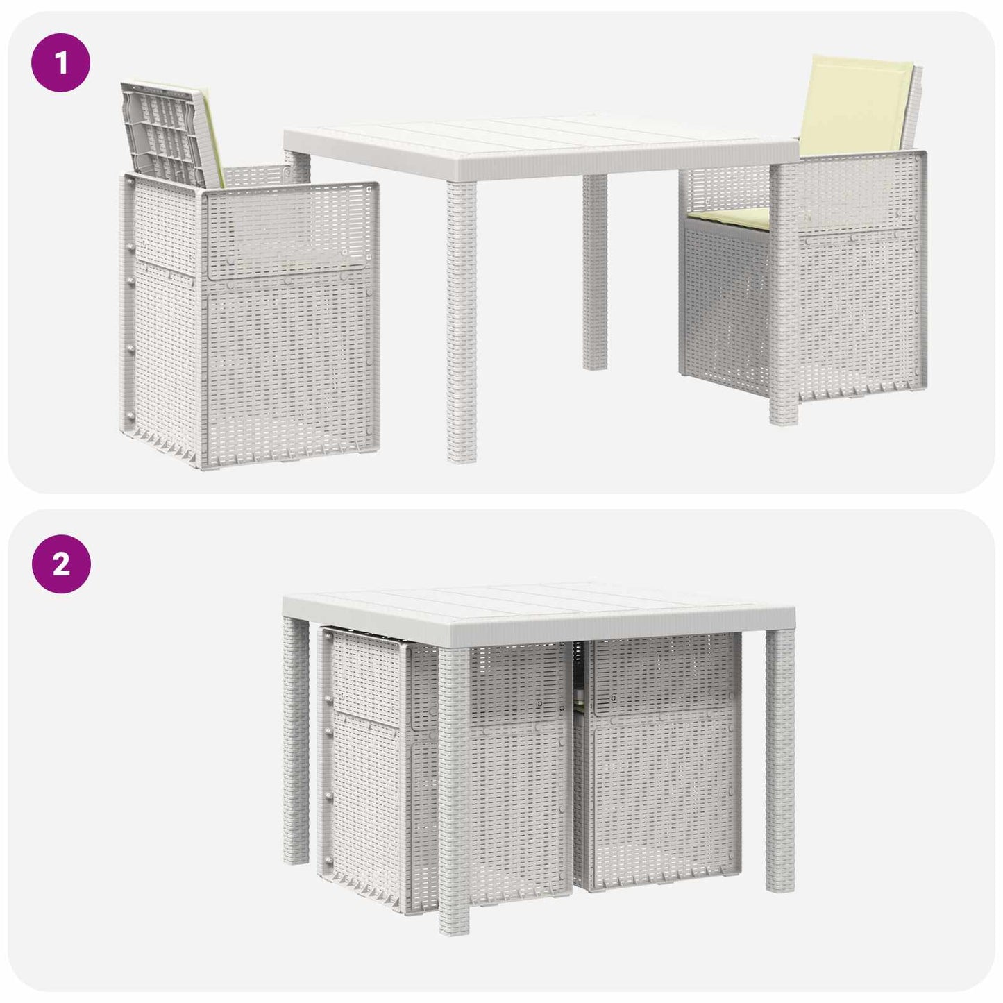 Set da Pranzo per Giardino 3 pz Bianco e Crema PP | homemem39
