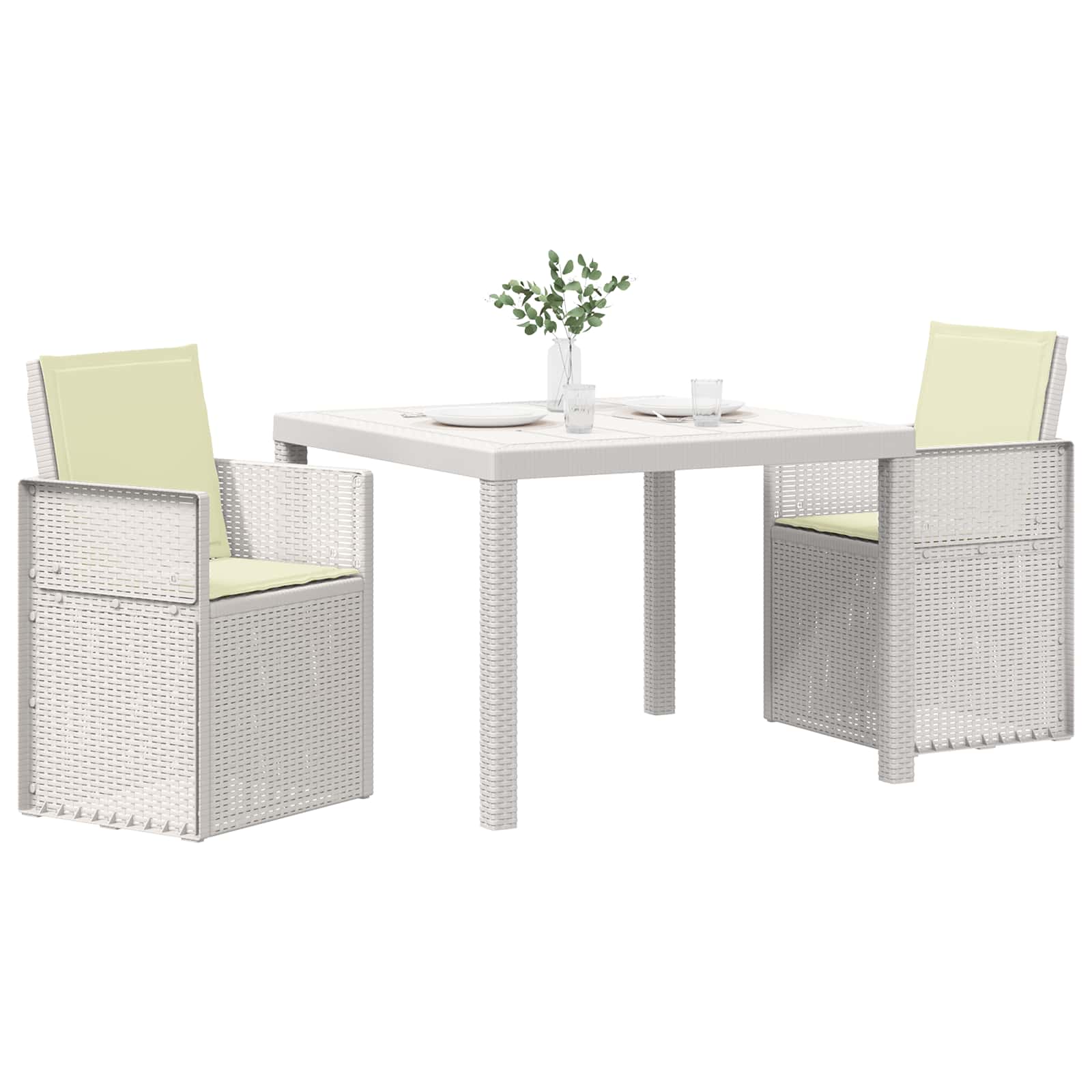 Set da Pranzo per Giardino 3 pz Bianco e Crema PP | homemem39