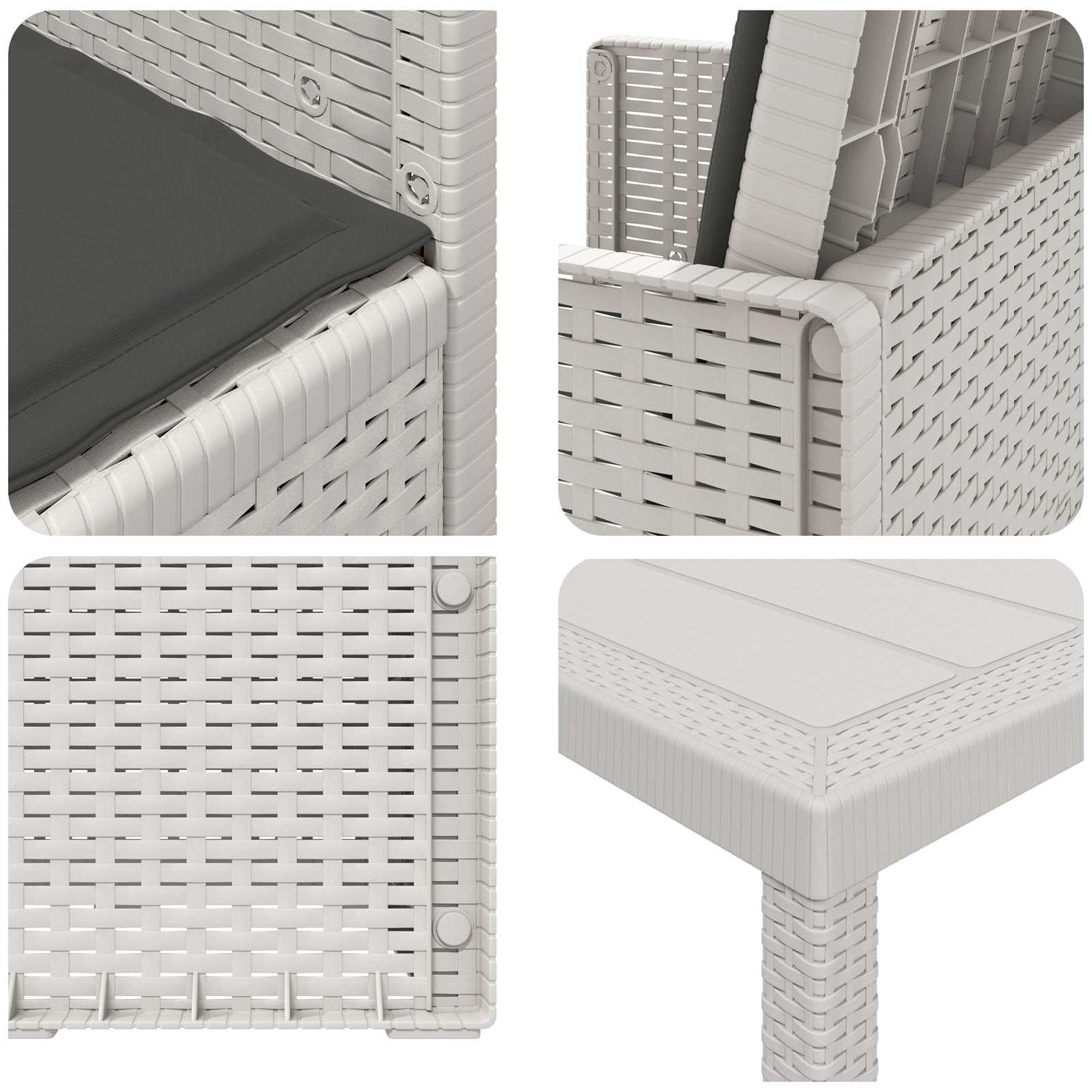 Set da Pranzo per Giardino 3 pz Bianco e Antracite PP | homemem39