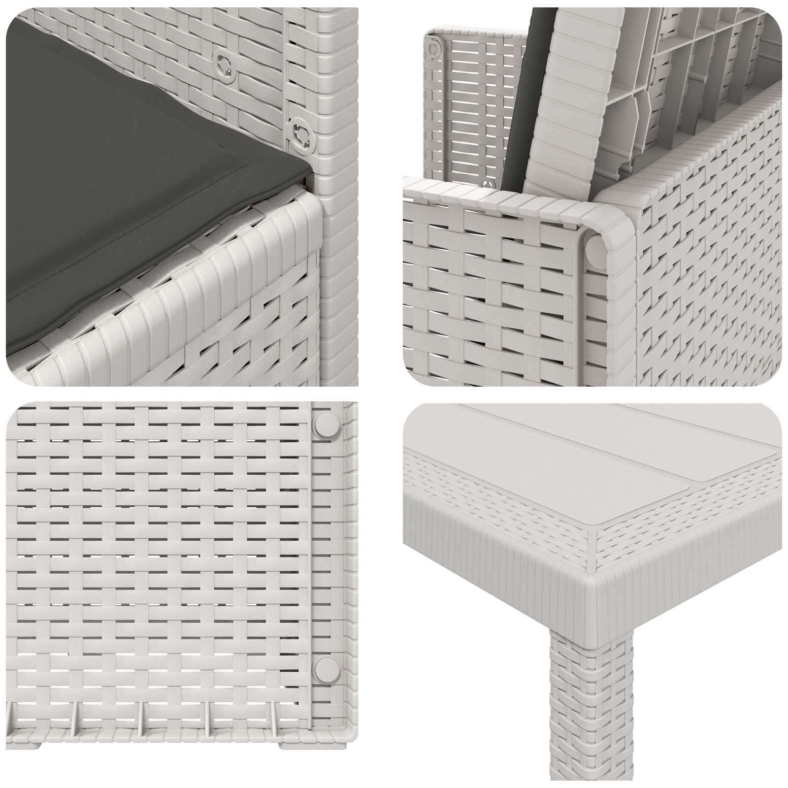 Set da Pranzo per Giardino 3 pz Bianco e Antracite PP | homemem39