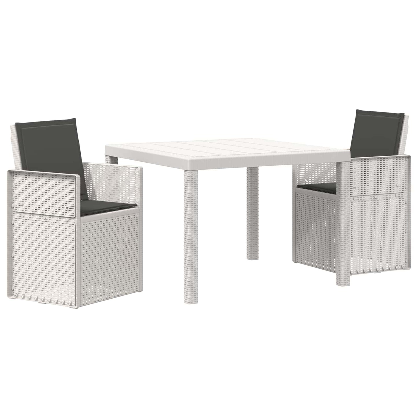 Set da Pranzo per Giardino 3 pz Bianco e Antracite PP