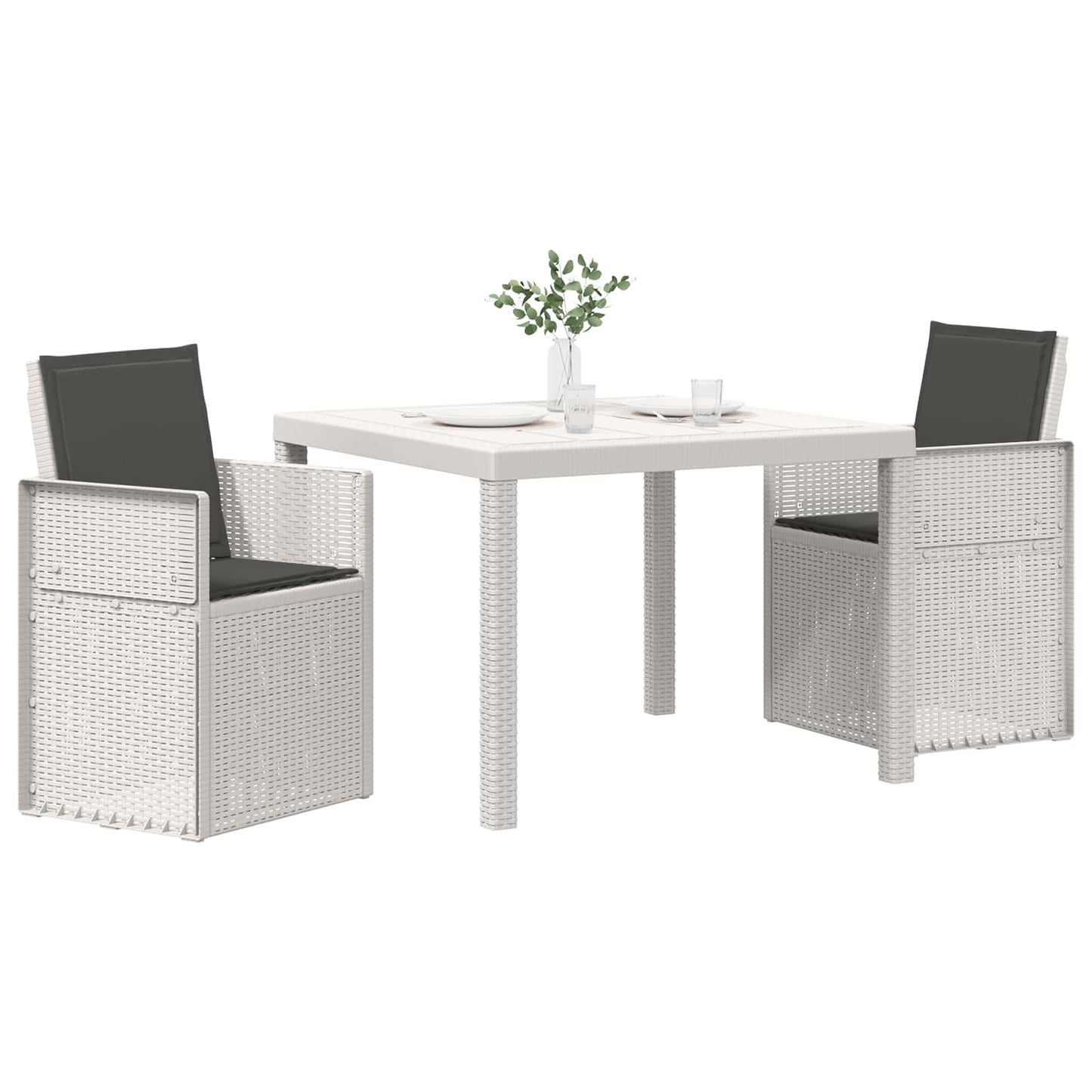 Set da Pranzo per Giardino 3 pz Bianco e Antracite PP | homemem39