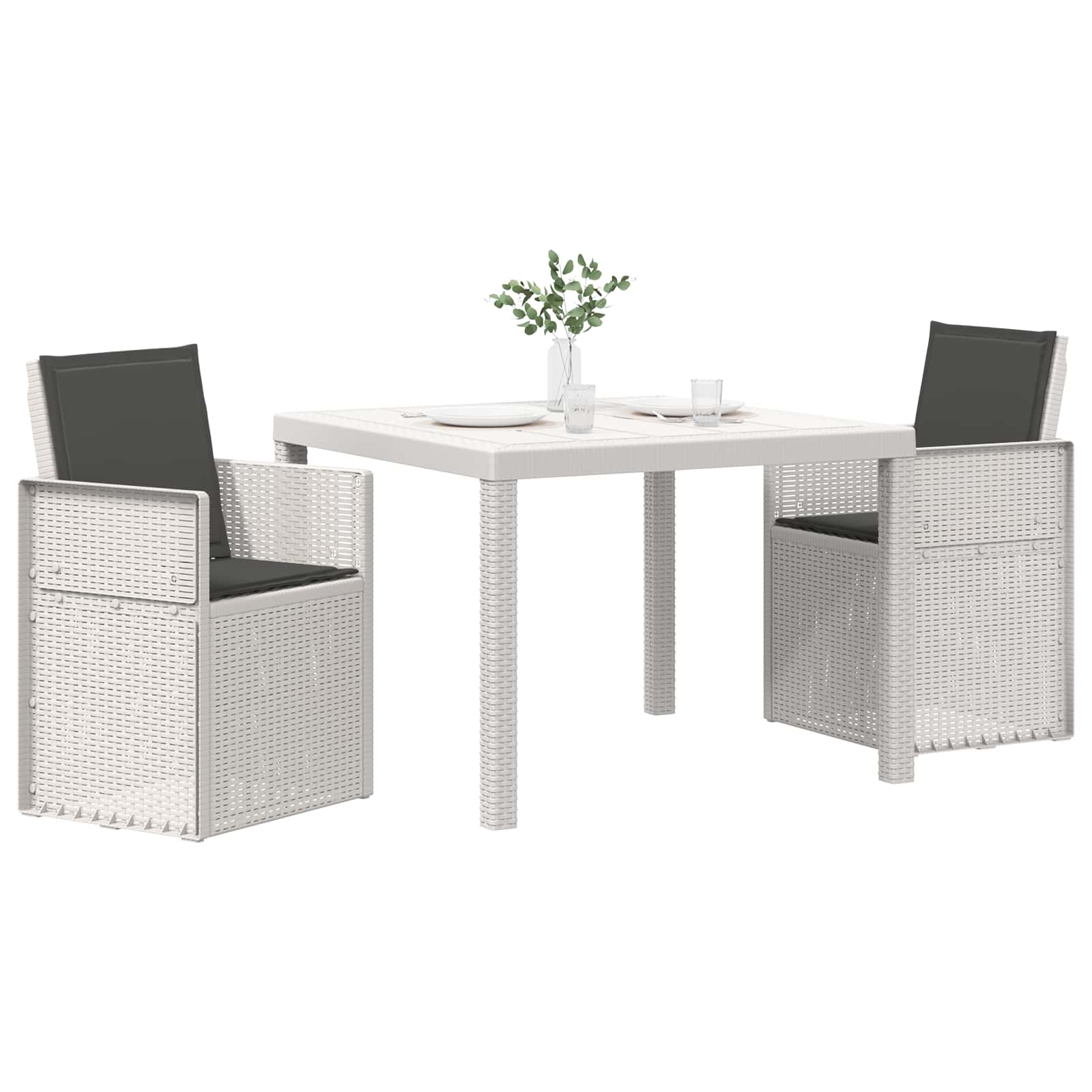 Set da Pranzo per Giardino 3 pz Bianco e Antracite PP | homemem39