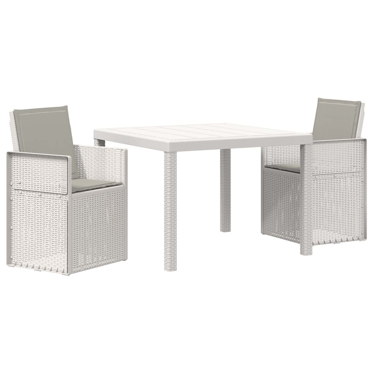 Set da Pranzo per Giardino 3 pz Bianco e Grigio Chiaro PP