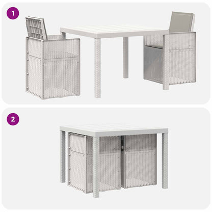 Set da Pranzo per Giardino 3 pz Bianco e Grigio Chiaro PP | homemem39