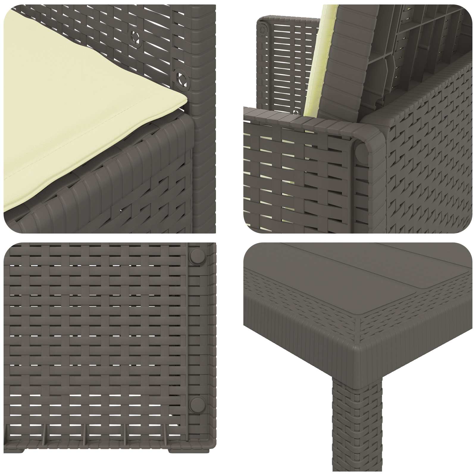Set da Pranzo per Giardino 3 pz Grigio chiaro e panna PP | homemem39
