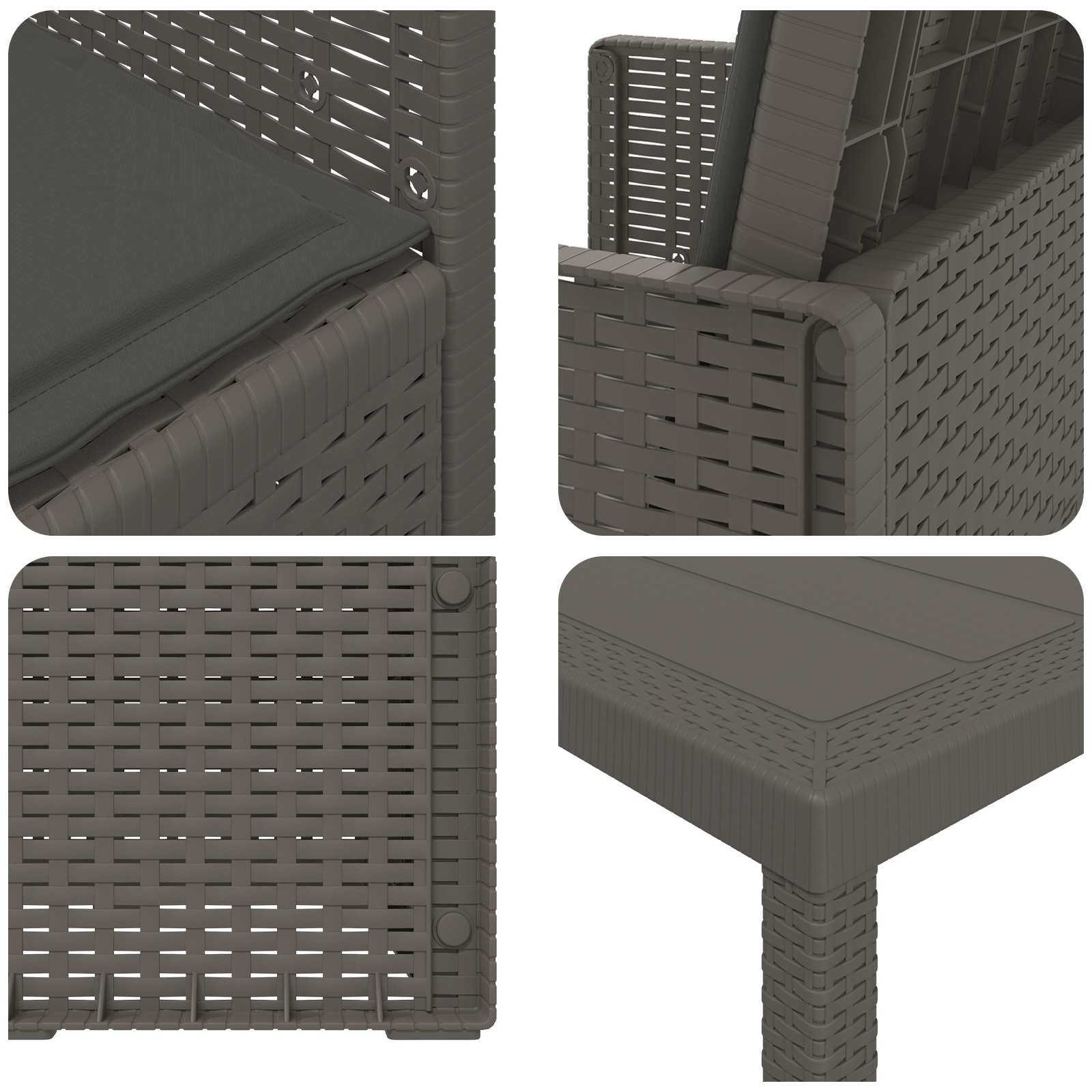 Set da Pranzo per Giardino 3 pz Grigio chiaro e Antracite PP | homemem39