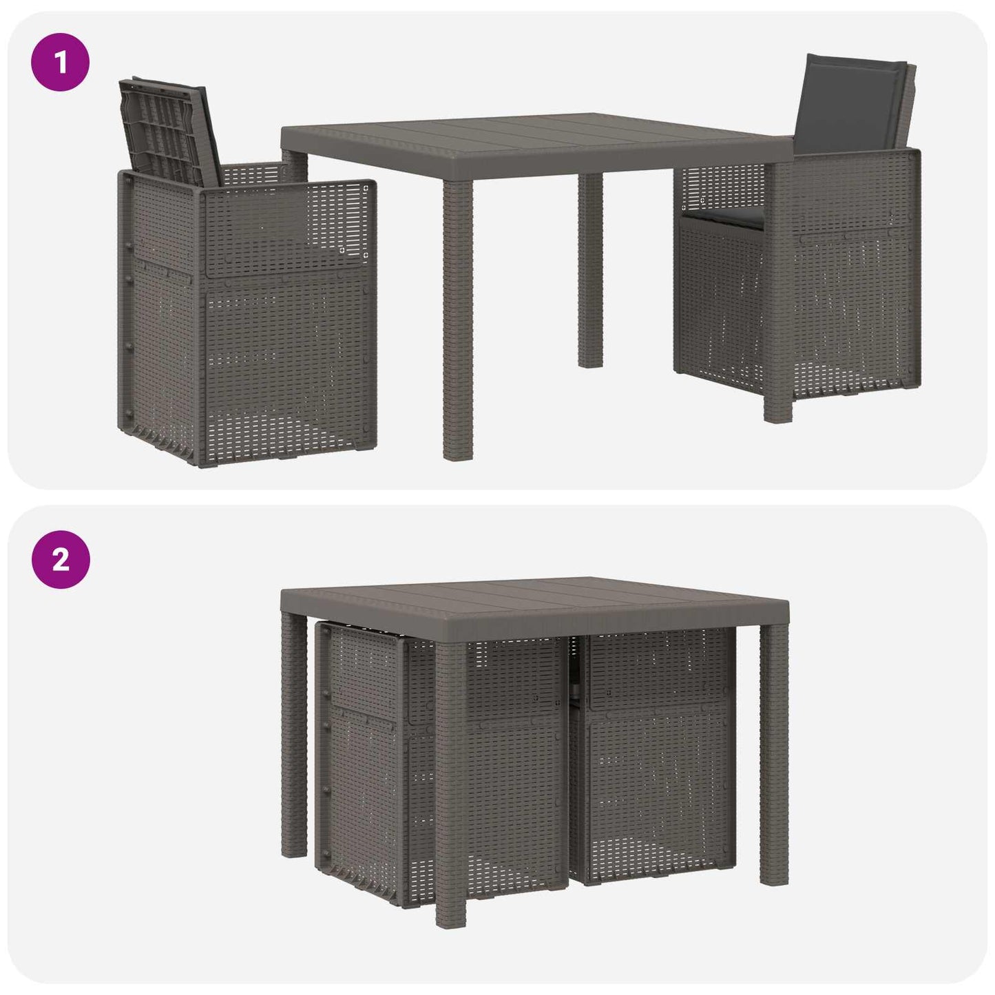 Set da Pranzo per Giardino 3 pz Grigio chiaro e Antracite PP | homemem39