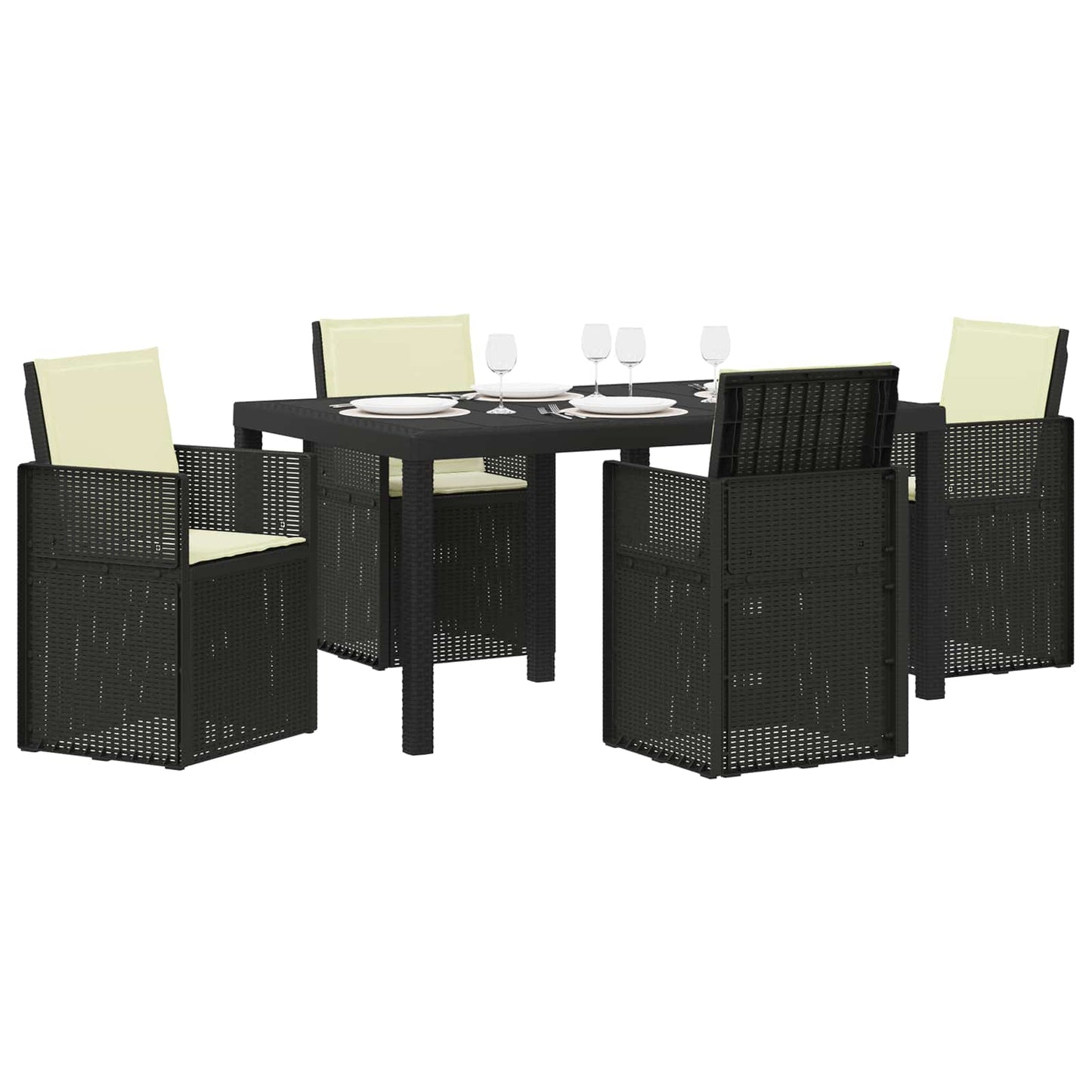 Set da Pranzo per Giardino 5 pcs Antracite e Crema PP | homemem39
