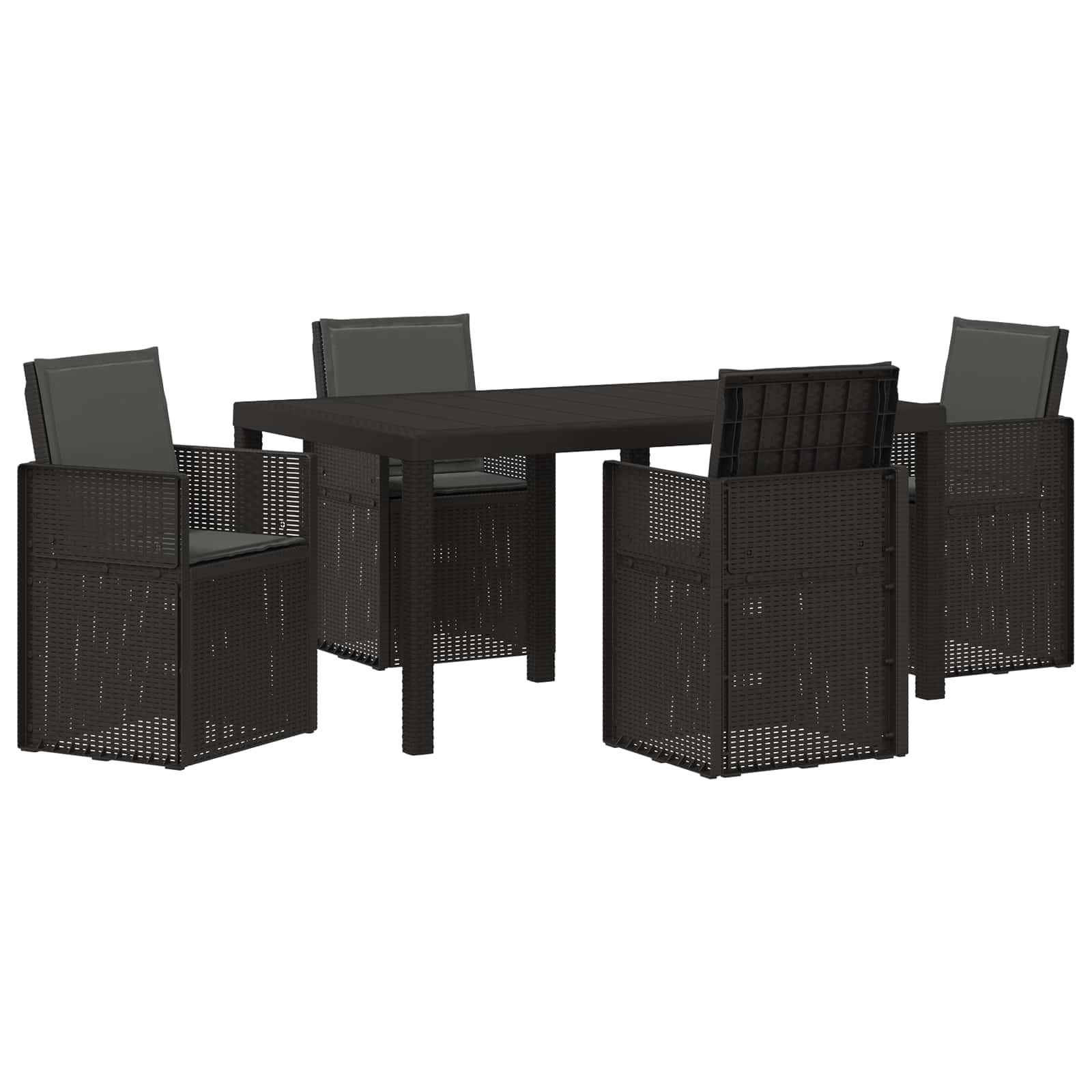 Set da Pranzo per Giardino con cuscino 5 pcs Antracite PP | homemem39