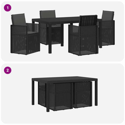 Set da Pranzo per Giardino con cuscino 5 pcs Antracite PP | homemem39