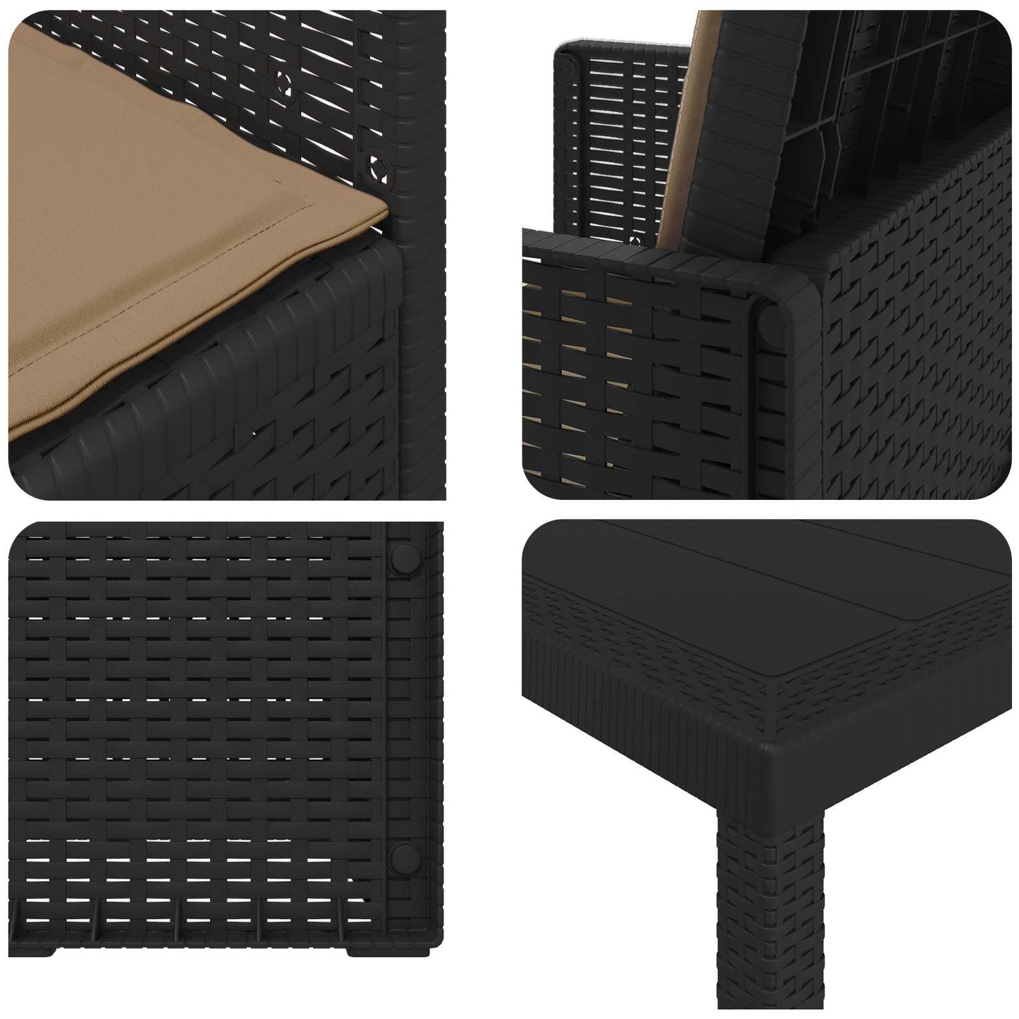 Set da Pranzo per Giardino 5 pcs Antracite e Tortora PP | homemem39