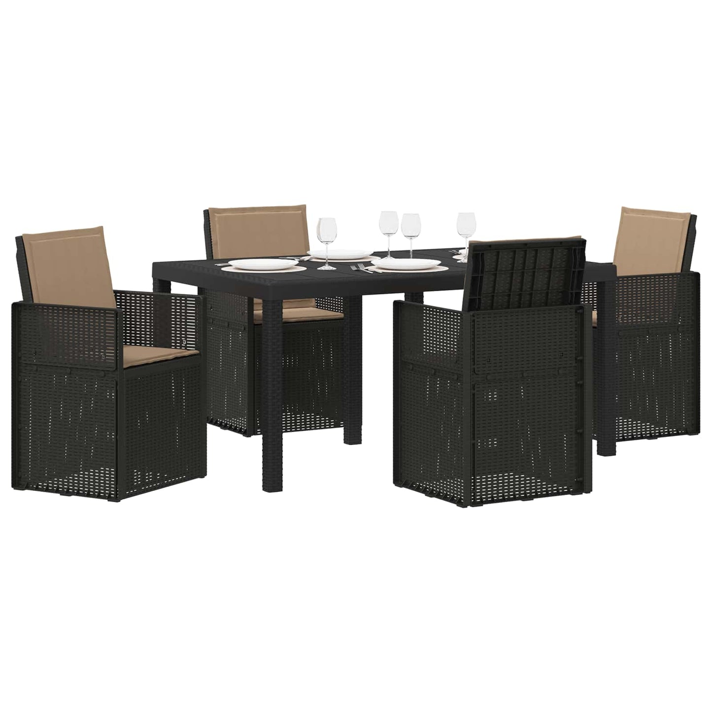 Set da Pranzo per Giardino 5 pcs Antracite e Tortora PP | homemem39
