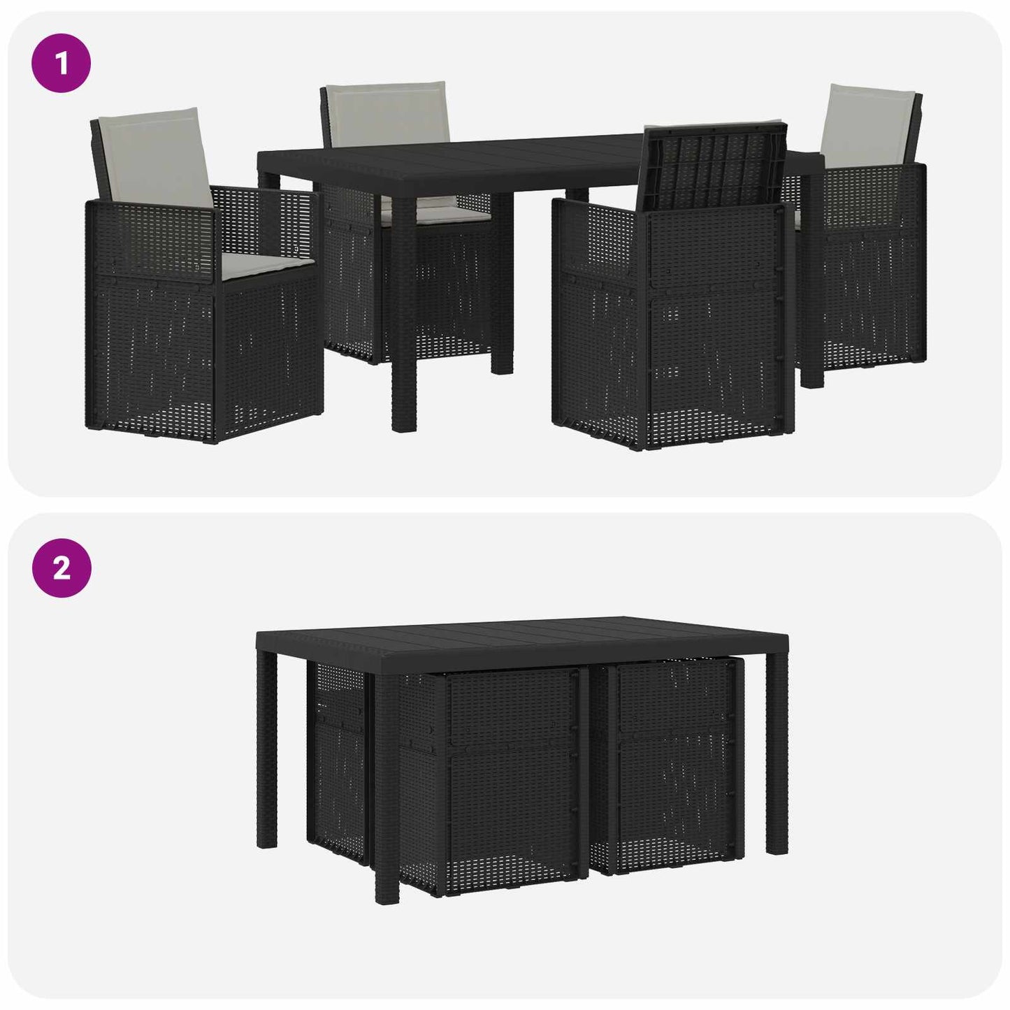 Set da Pranzo per Giardino 5 pcs Antracite e Grigio chiaro PP | homemem39
