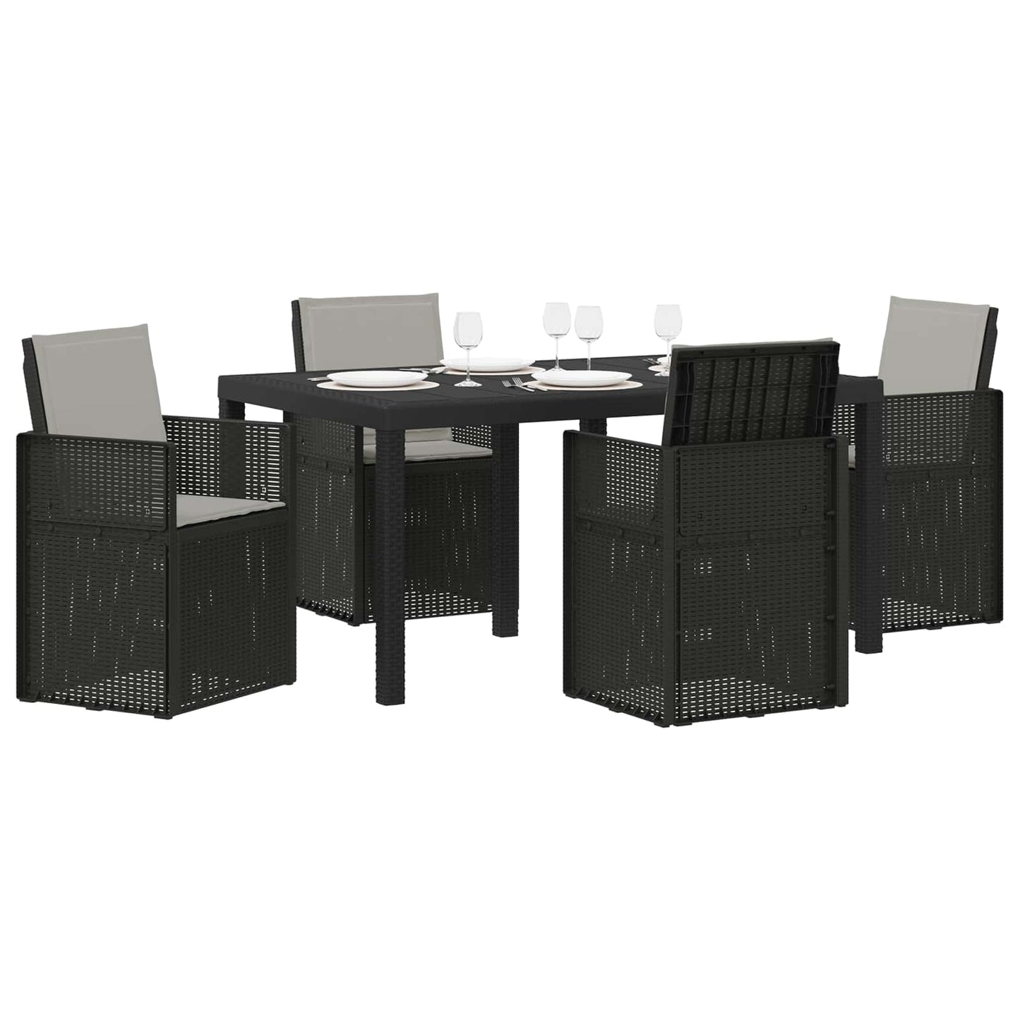 Set da Pranzo per Giardino 5 pcs Antracite e Grigio chiaro PP | homemem39