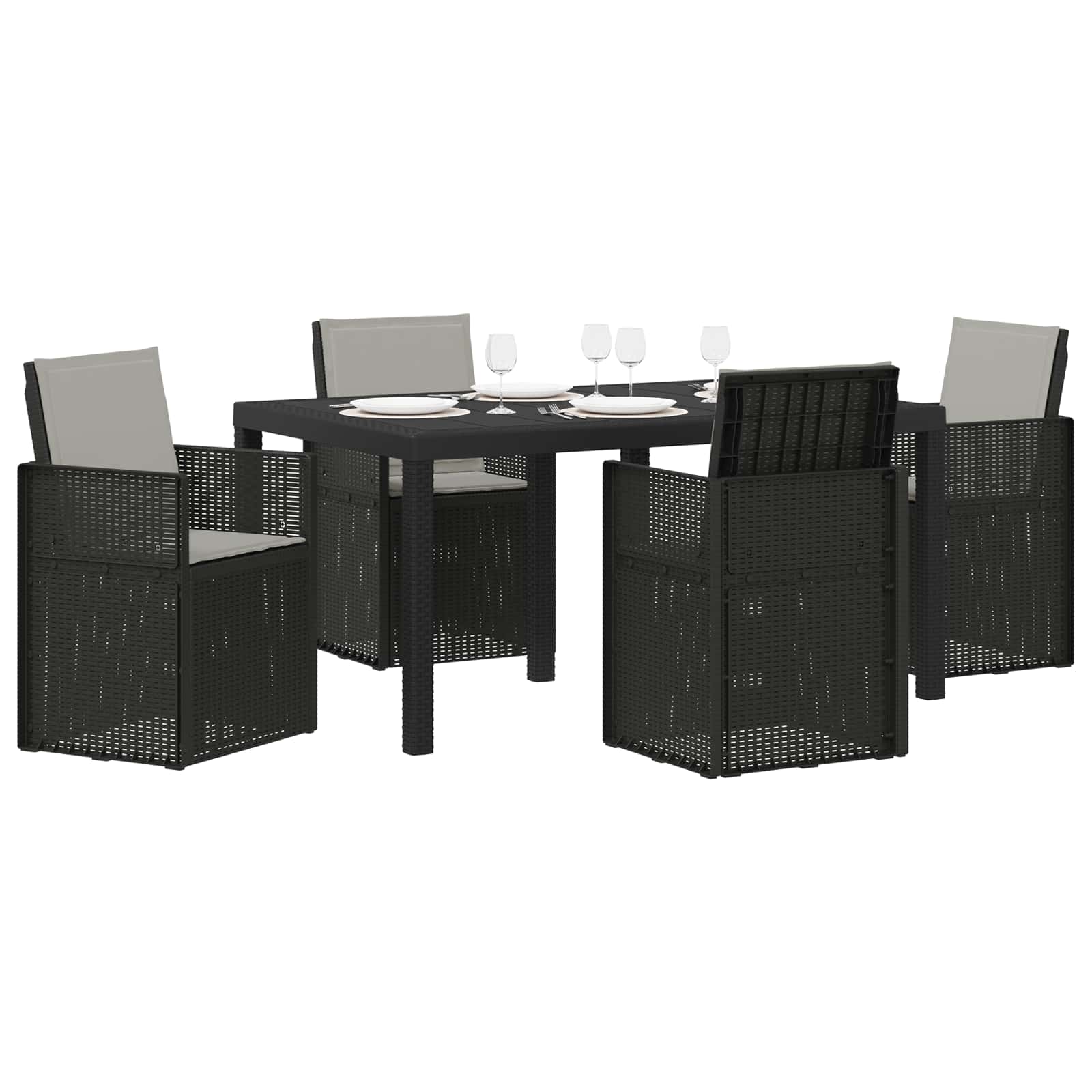Set da Pranzo per Giardino 5 pcs Antracite e Grigio chiaro PP | homemem39