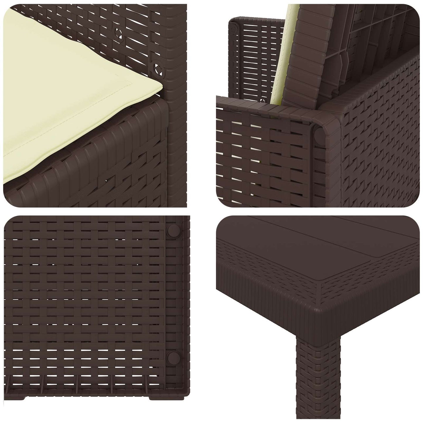 Set da Pranzo per Giardino con cuscino 5 pcs Marrone e Crema PP | homemem39