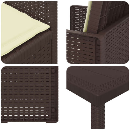 Set da Pranzo per Giardino con cuscino 5 pcs Marrone e Crema PP | homemem39