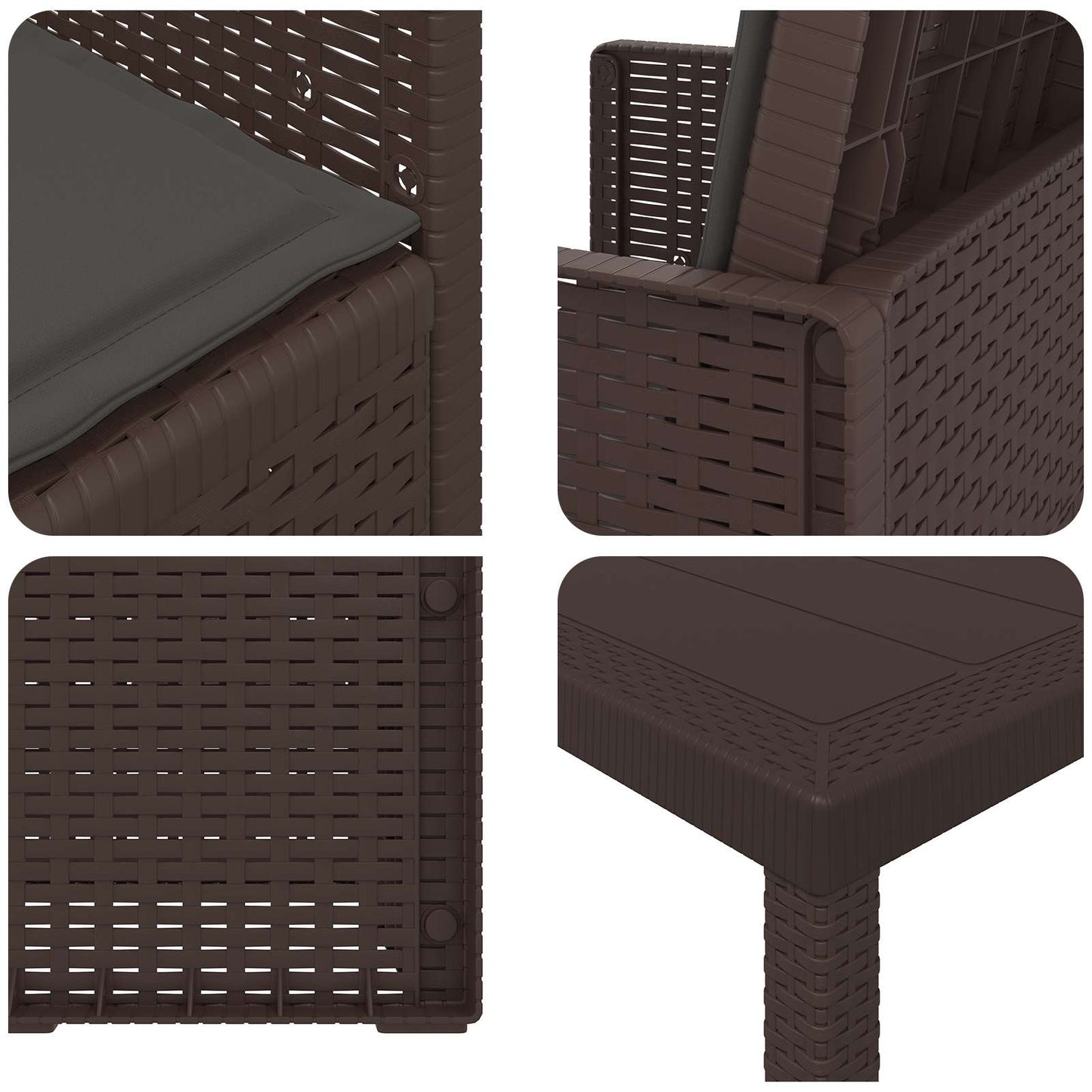 Set da Pranzo per Giardino 5 pcs Marrone e Antracite PP | homemem39