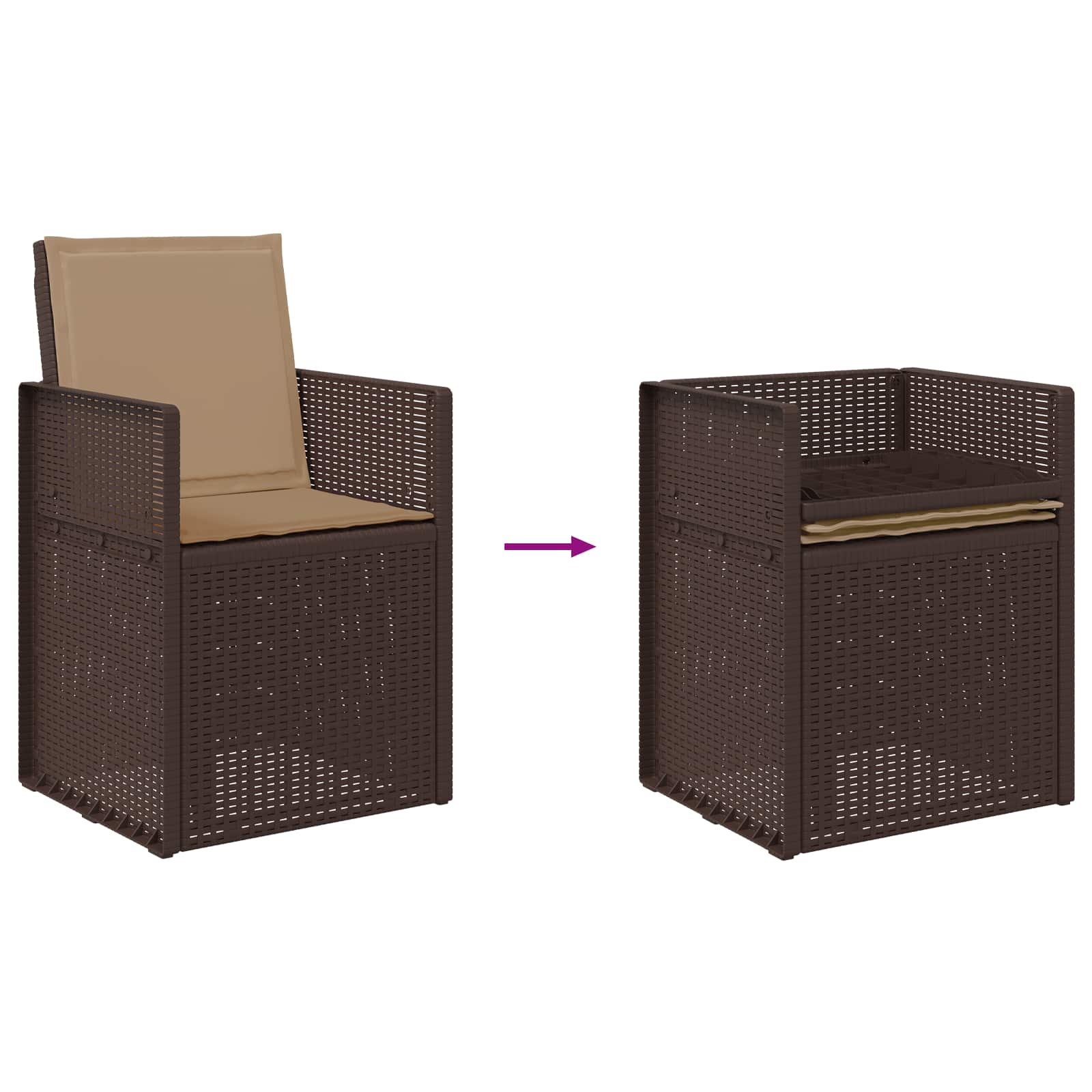 Set da Pranzo per Giardino 5 pcs Marrone e Tortora PP | homemem39