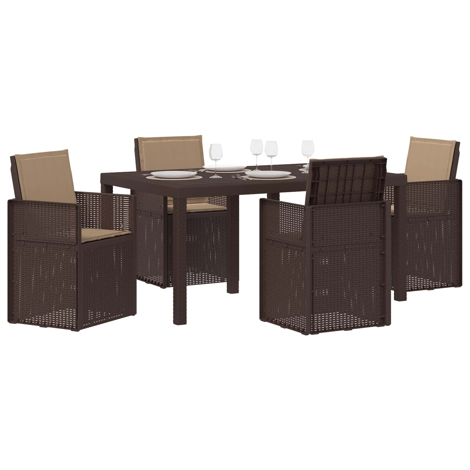 Set da Pranzo per Giardino 5 pcs Marrone e Tortora PP | homemem39