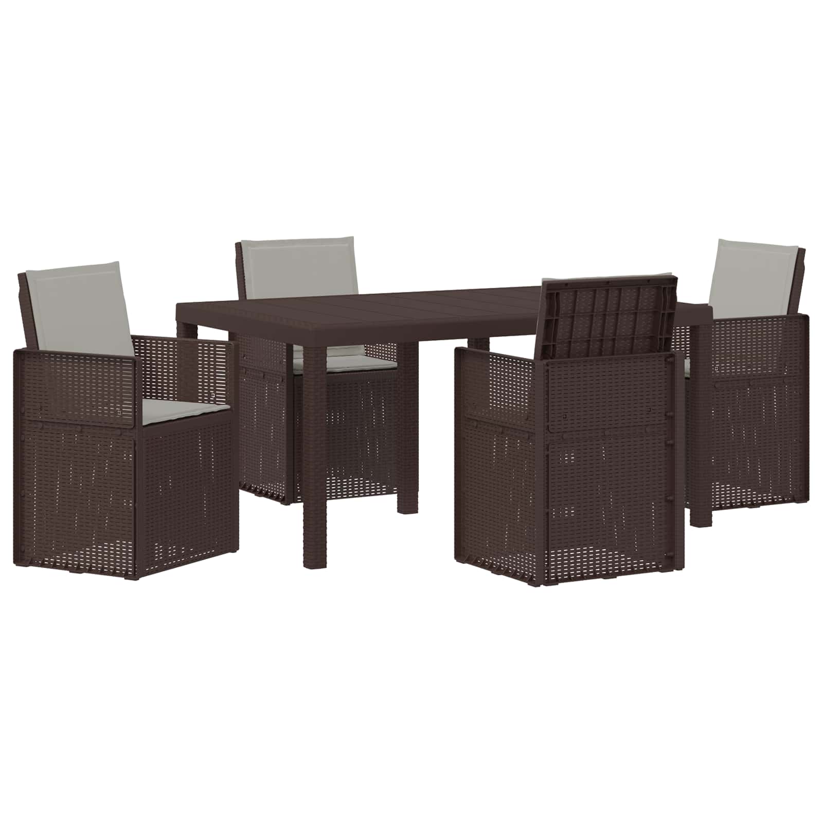 Set da Pranzo per Giardino 5 pcs Marrone e Grigio Chiaro PP | homemem39