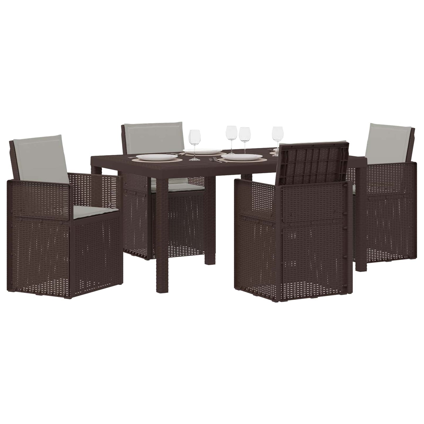 Set da Pranzo per Giardino 5 pcs Marrone e Grigio Chiaro PP | homemem39
