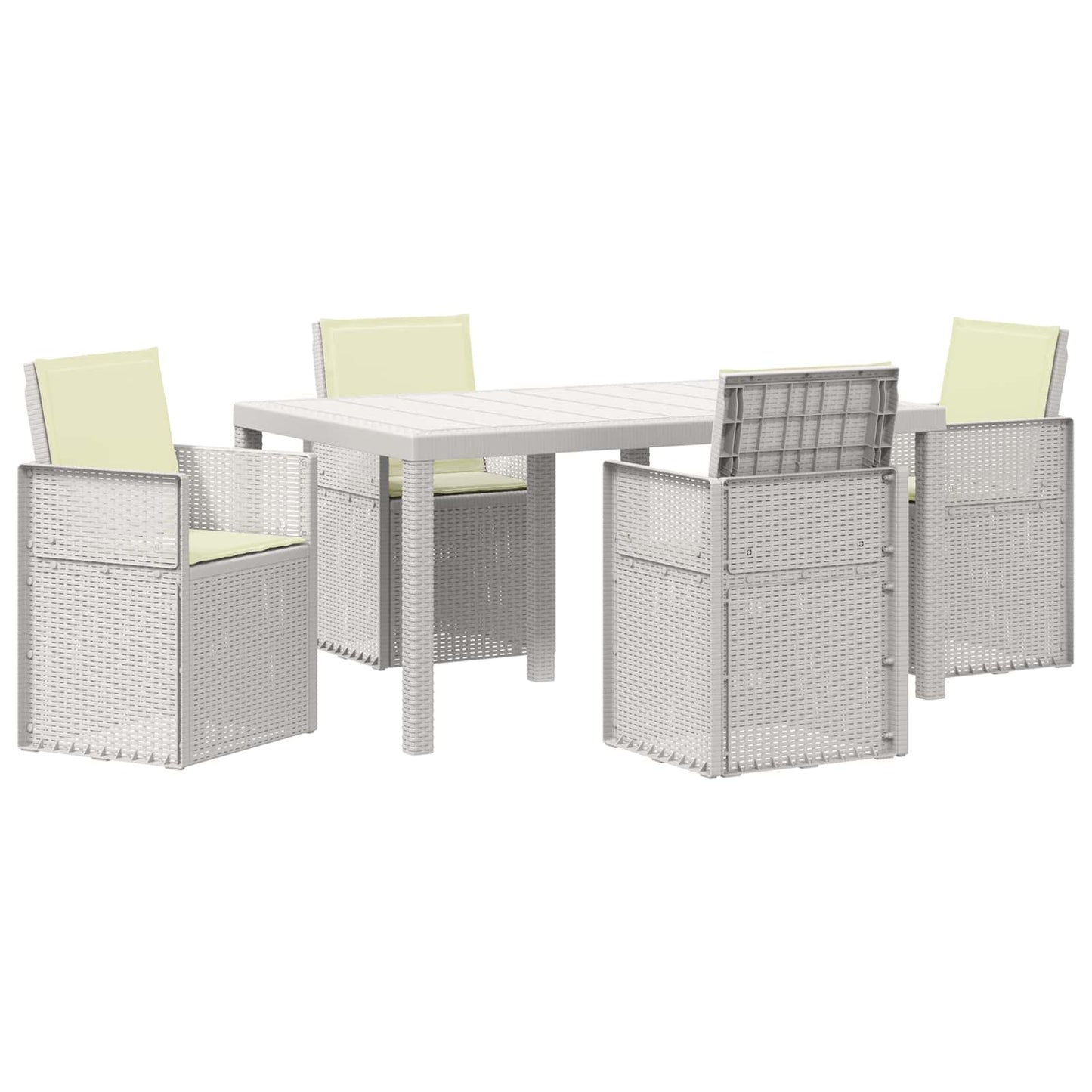 Set da Pranzo per Giardino 5 pz Bianco e Crema PP | homemem39