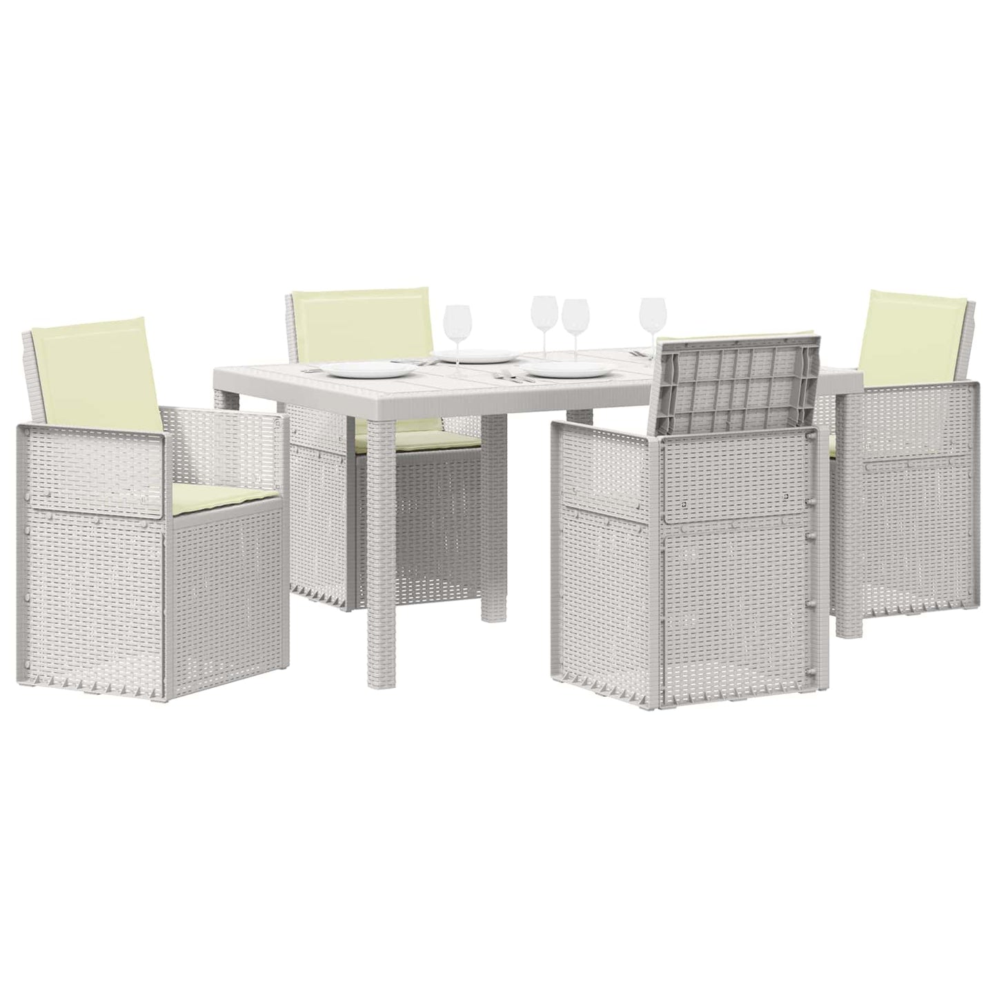 Set da Pranzo per Giardino 5 pz Bianco e Crema PP | homemem39