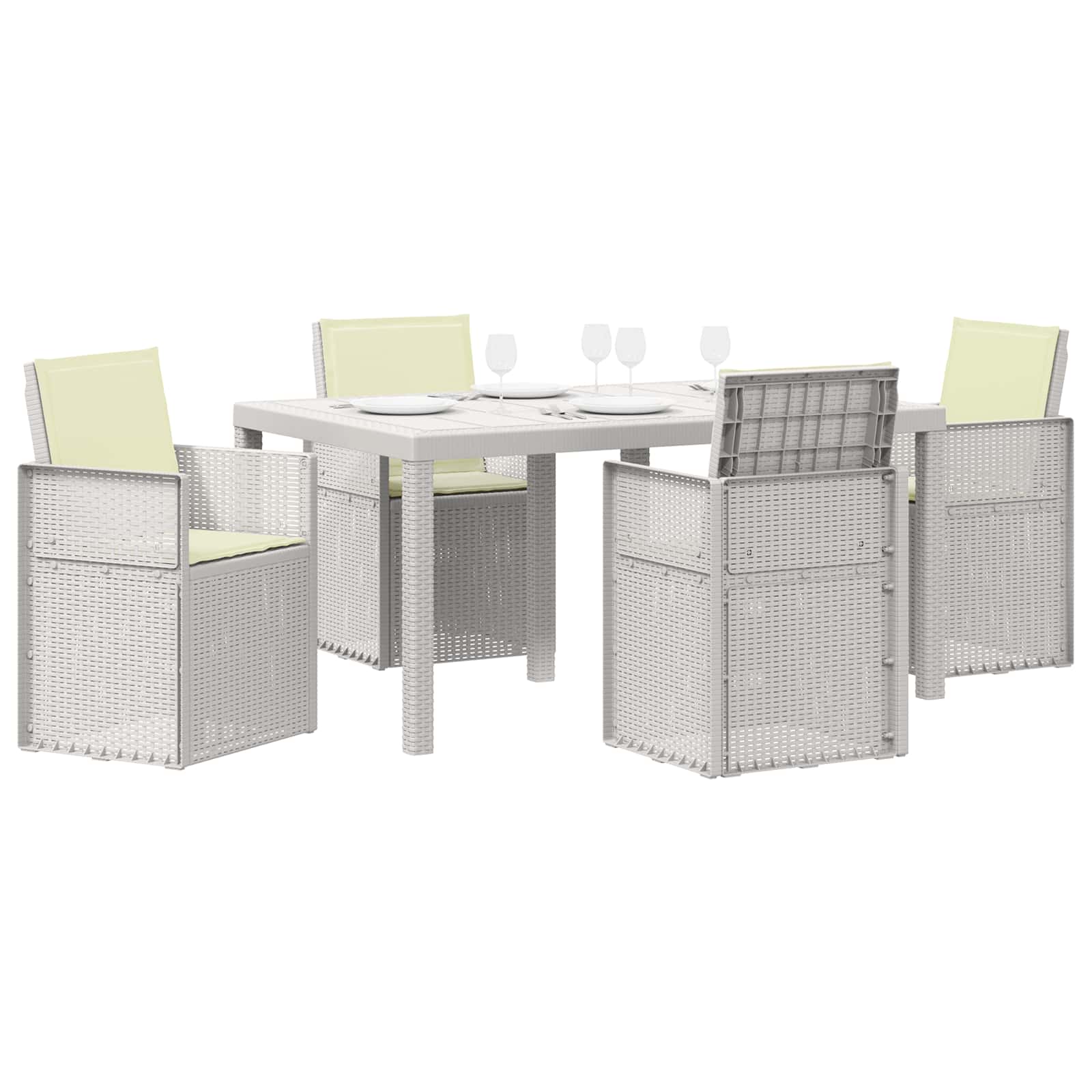 Set da Pranzo per Giardino 5 pz Bianco e Crema PP | homemem39