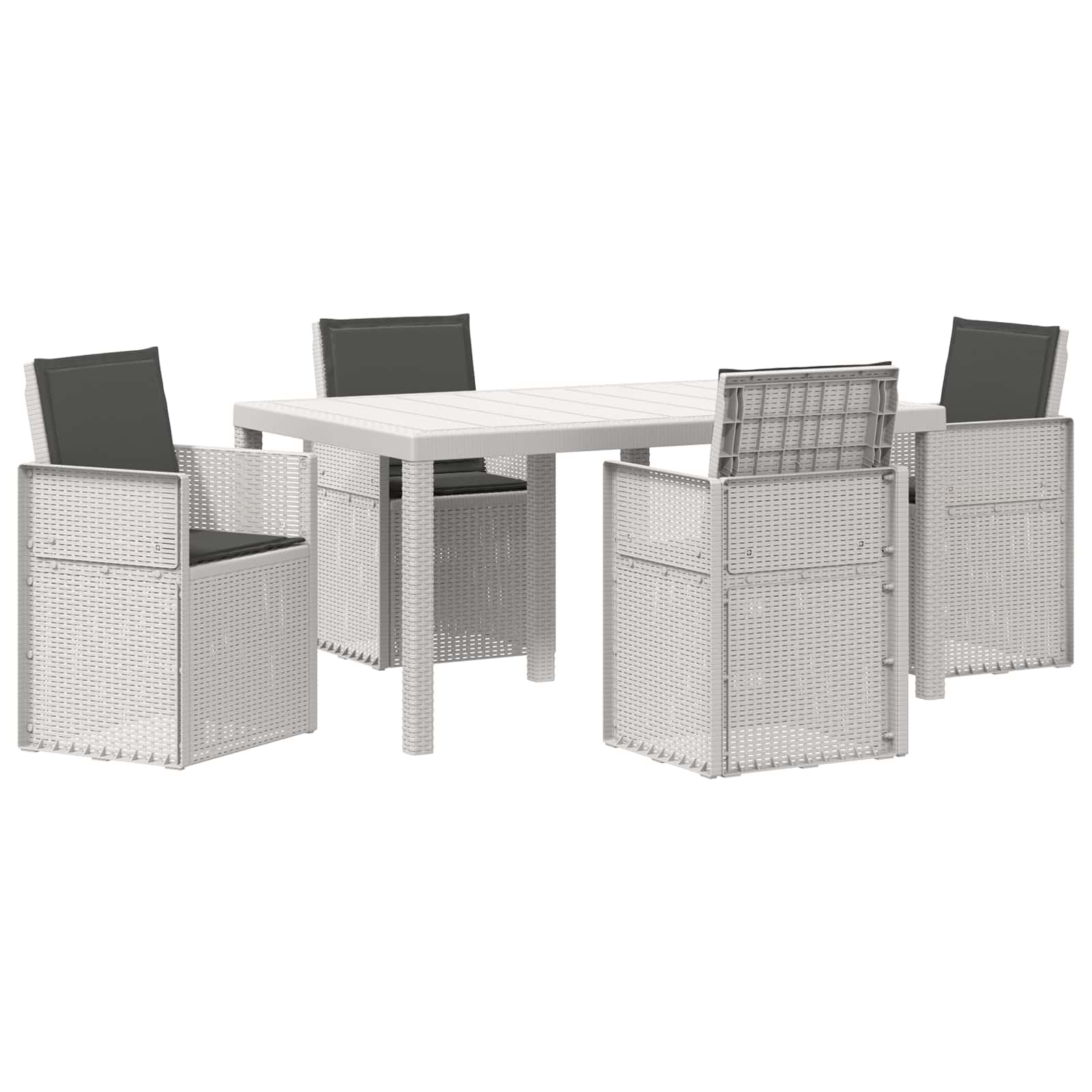 Set da Pranzo per Giardino 5 pz Bianco e Antracite PP | homemem39