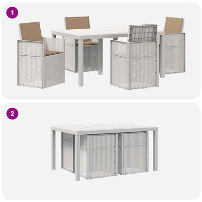 Set da Pranzo per Giardino 5 pz Bianco e Tortora PP | homemem39