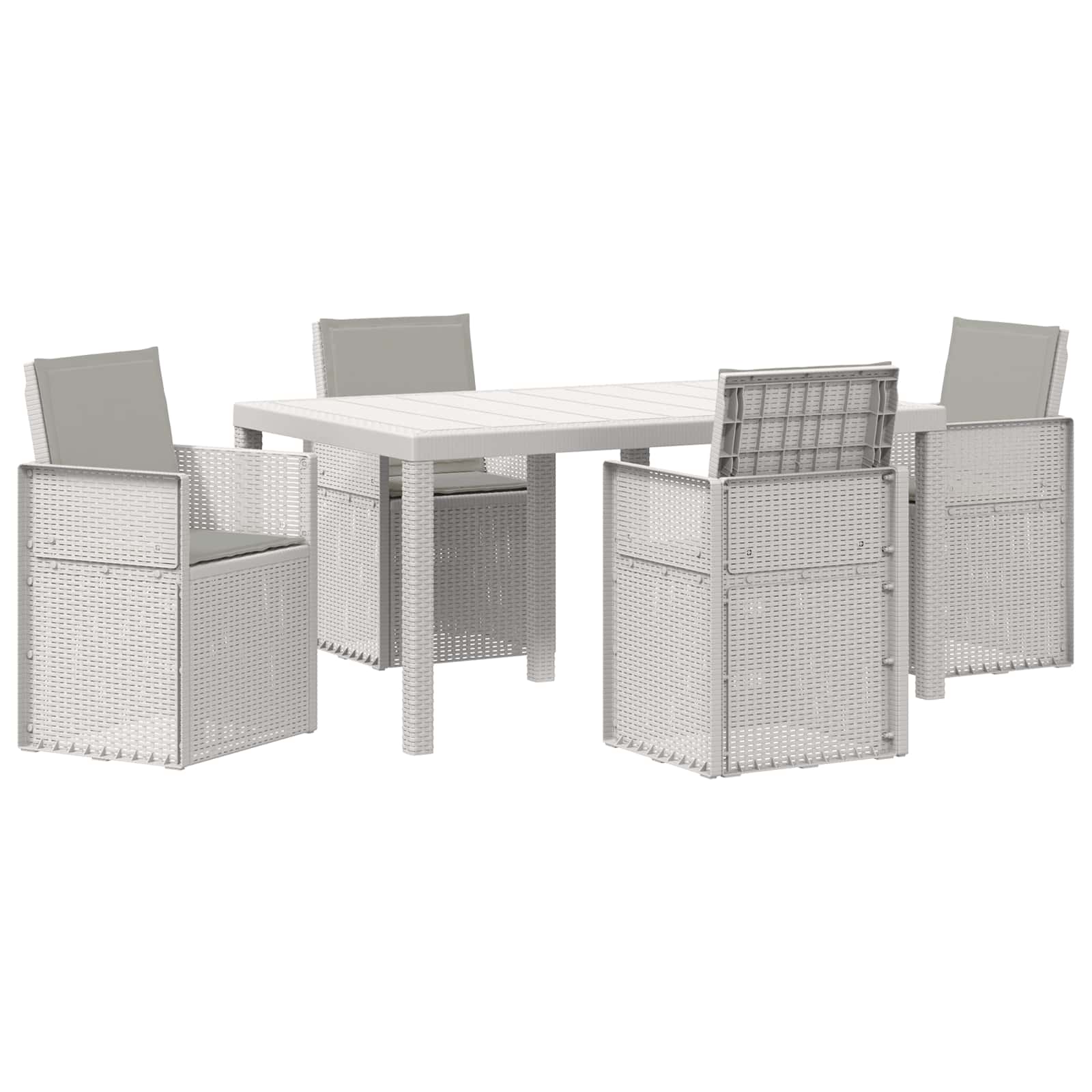 Set da Pranzo per Giardino 5 pz Bianco e Grigio Chiaro PP | homemem39