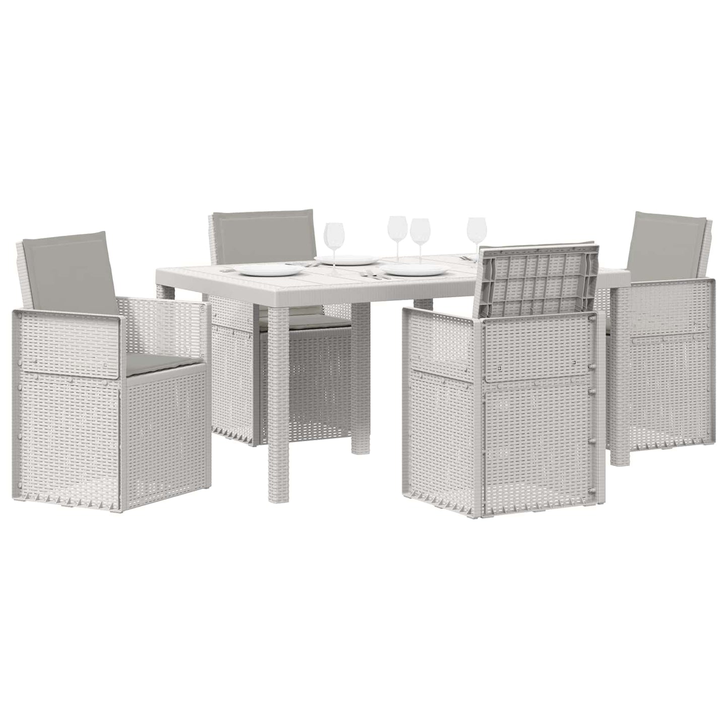 Set da Pranzo per Giardino 5 pz Bianco e Grigio Chiaro PP | homemem39