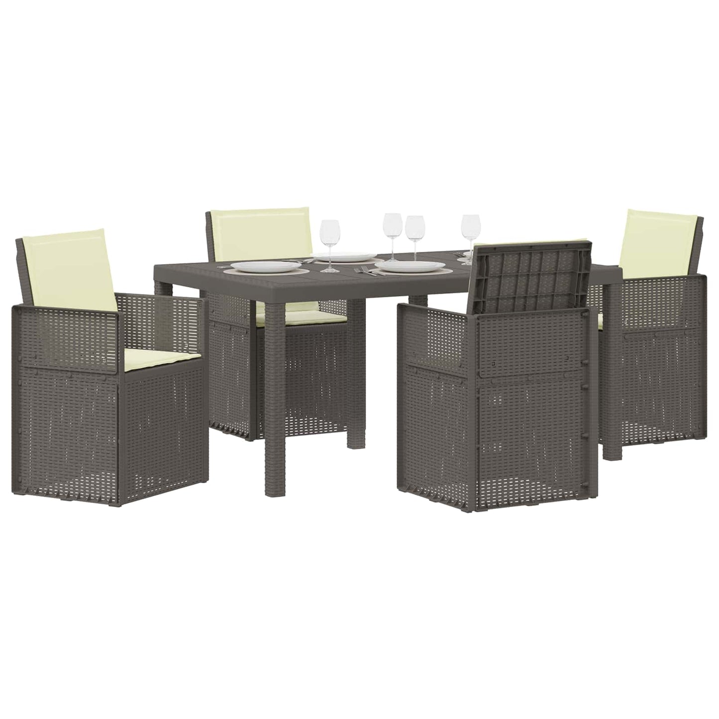 Set da Pranzo per Giardino 5 pz Grigio chiaro e panna PP | homemem39