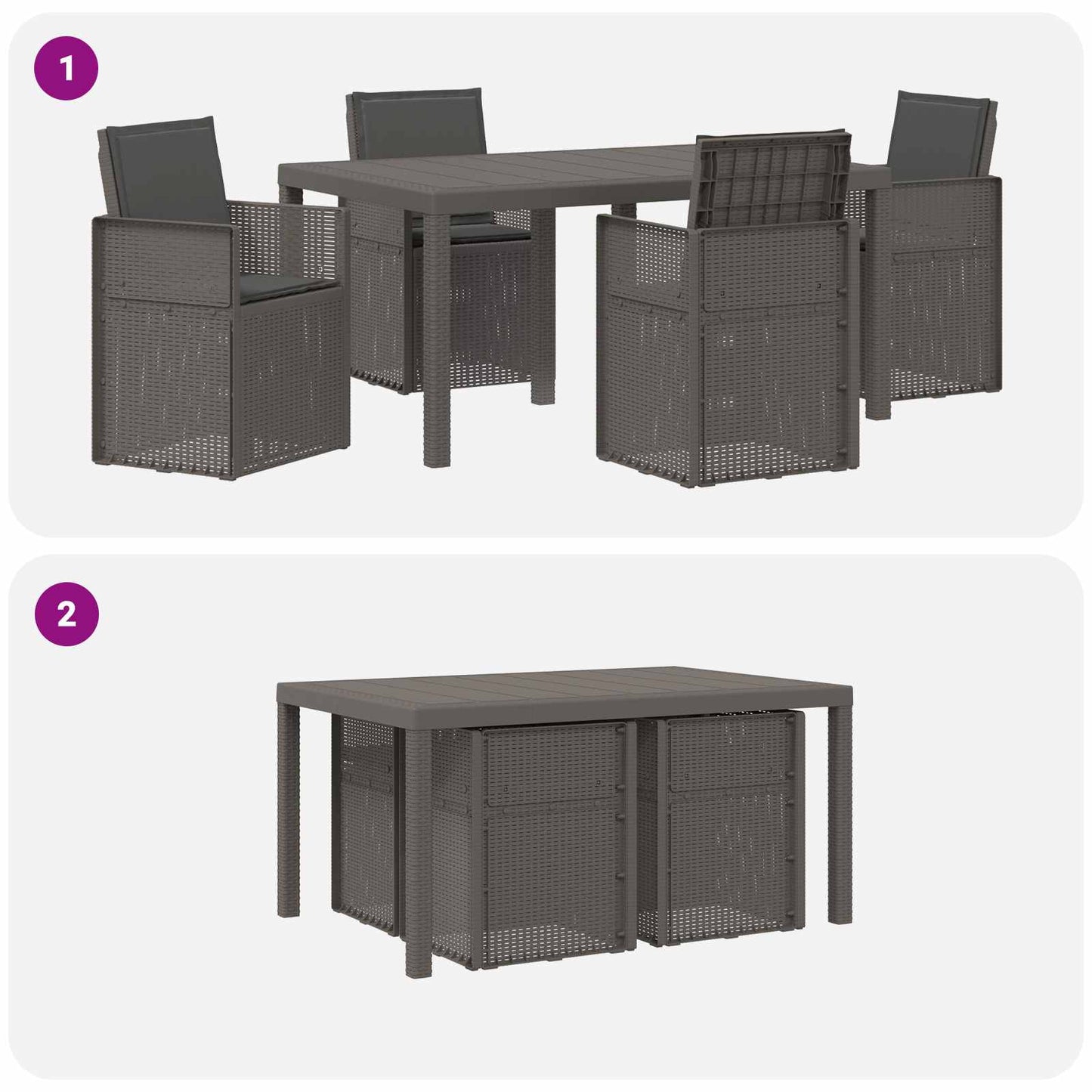 Set da Pranzo per Giardino 5 pz Grigio chiaro e Antracite PP | homemem39