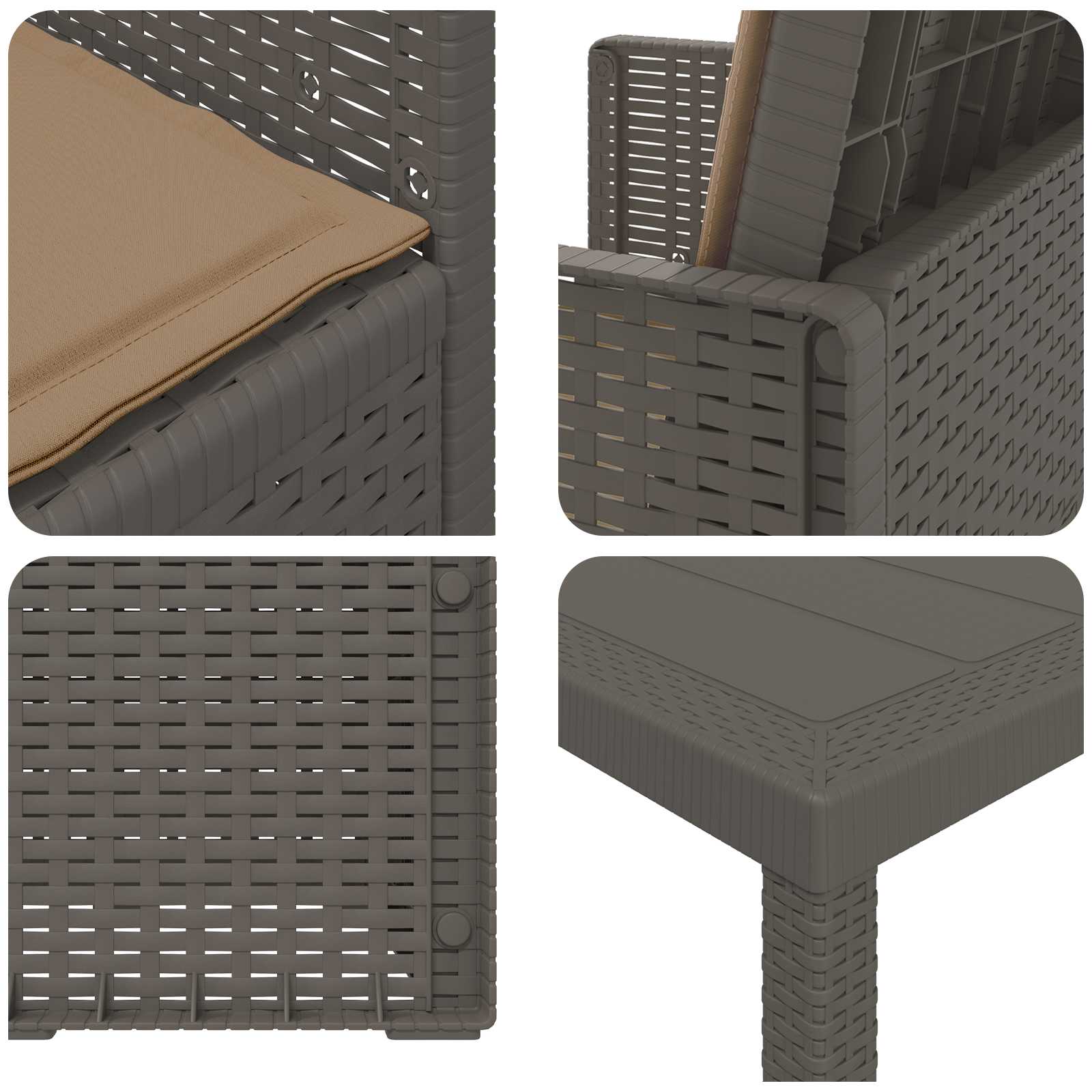 Set da Pranzo per Giardino 5 pz Grigio chiaro e Tortora PP | homemem39