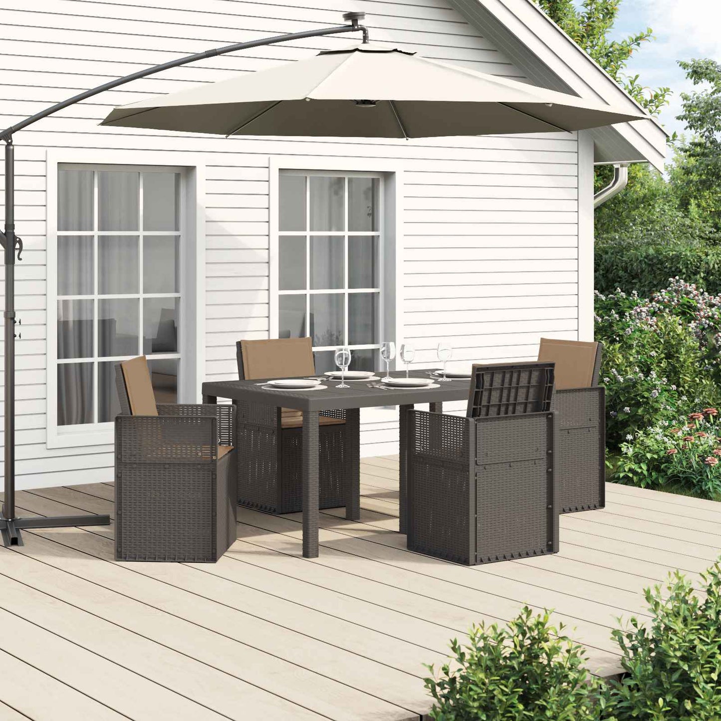 Set da Pranzo per Giardino 5 pz Grigio chiaro e Tortora PP | homemem39