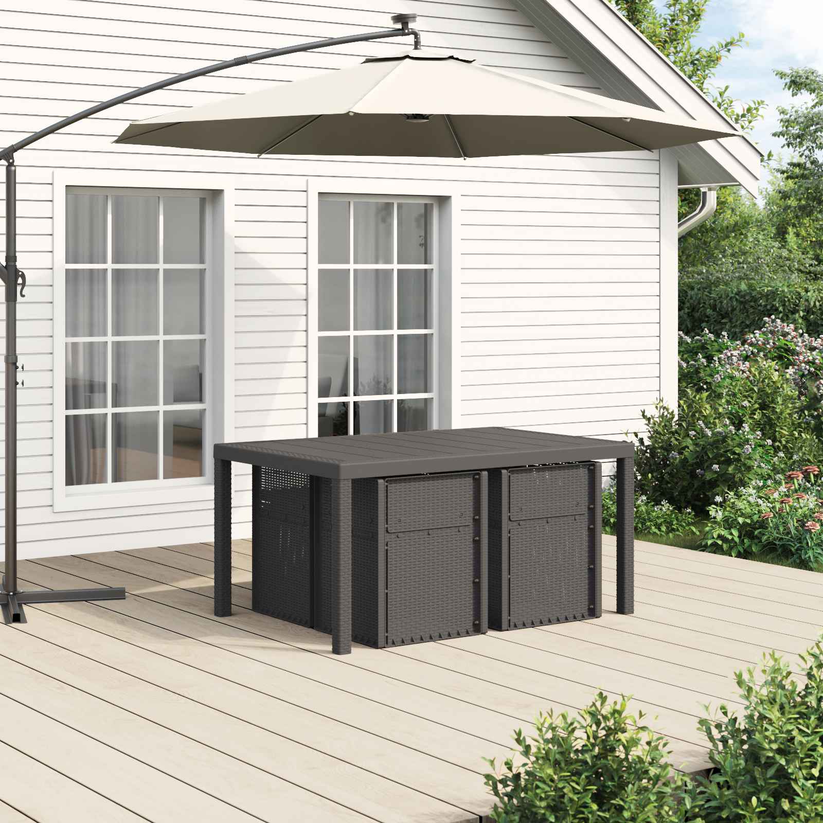 Set da Pranzo per Giardino 5 pz Grigio Chiaro PP | homemem39