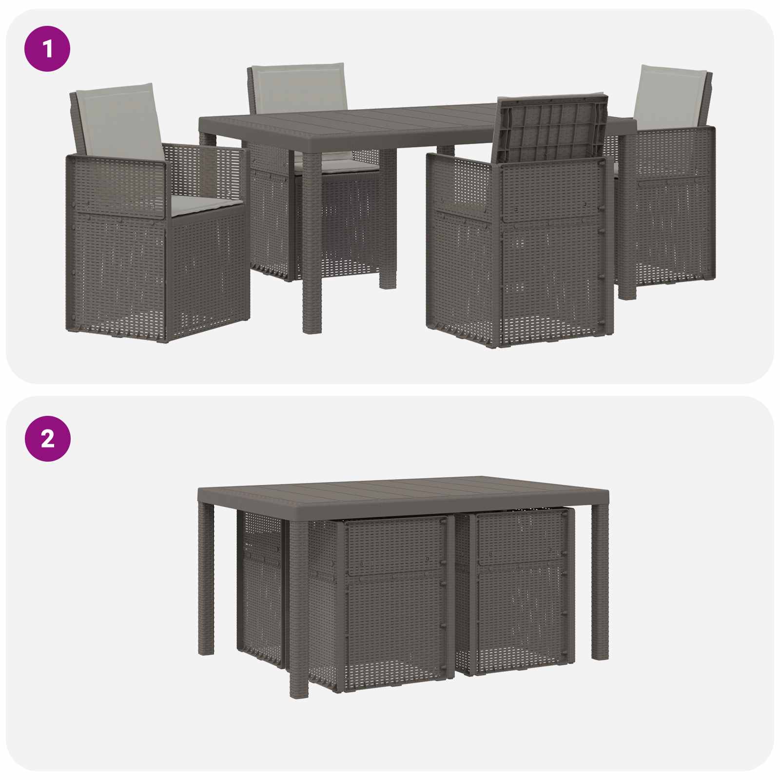 Set da Pranzo per Giardino 5 pz Grigio Chiaro PP | homemem39