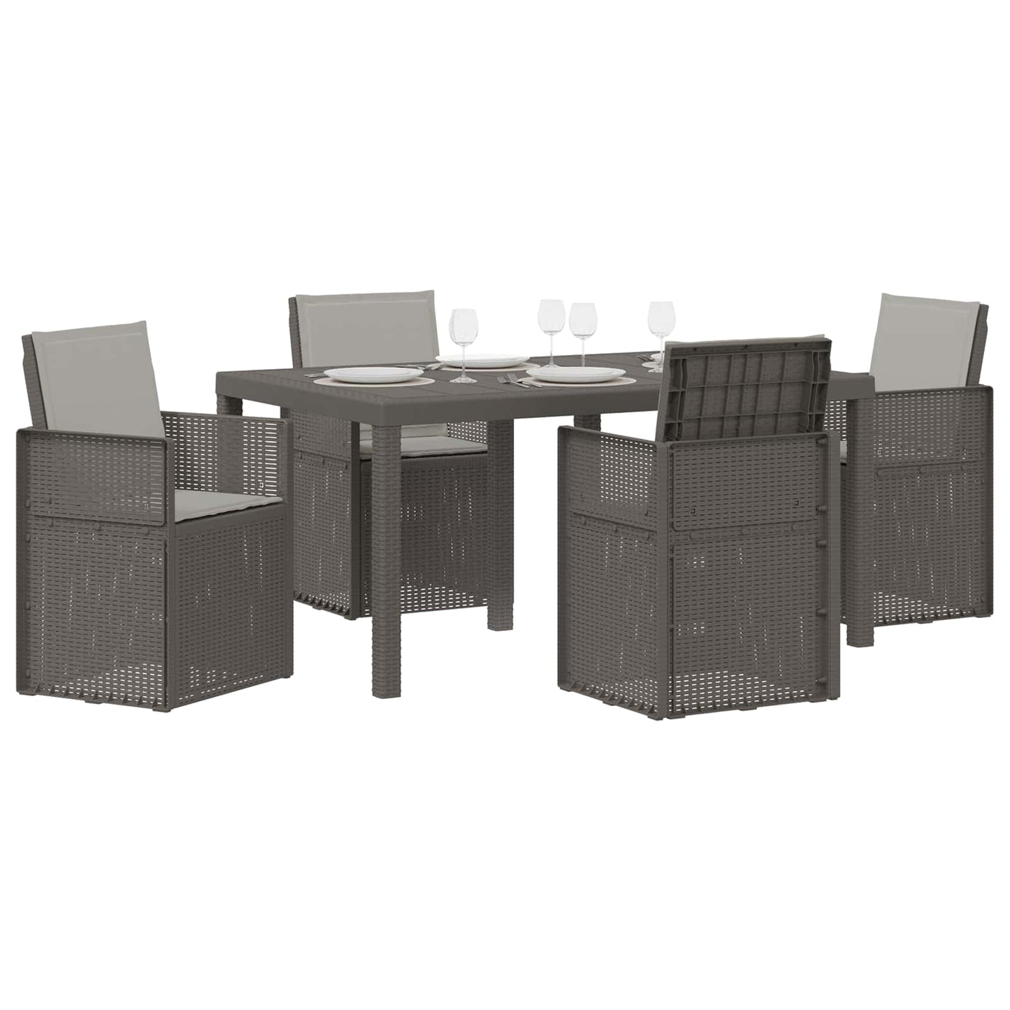 Set da Pranzo per Giardino 5 pz Grigio Chiaro PP | homemem39