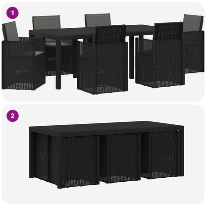 Set da Pranzo per Giardino con cuscino 7 pcs Antracite PP | homemem39