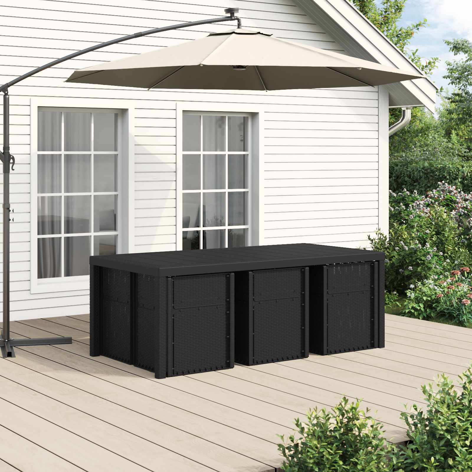 Set da Pranzo per Giardino 7 pcs Antracite e Tortora PP | homemem39